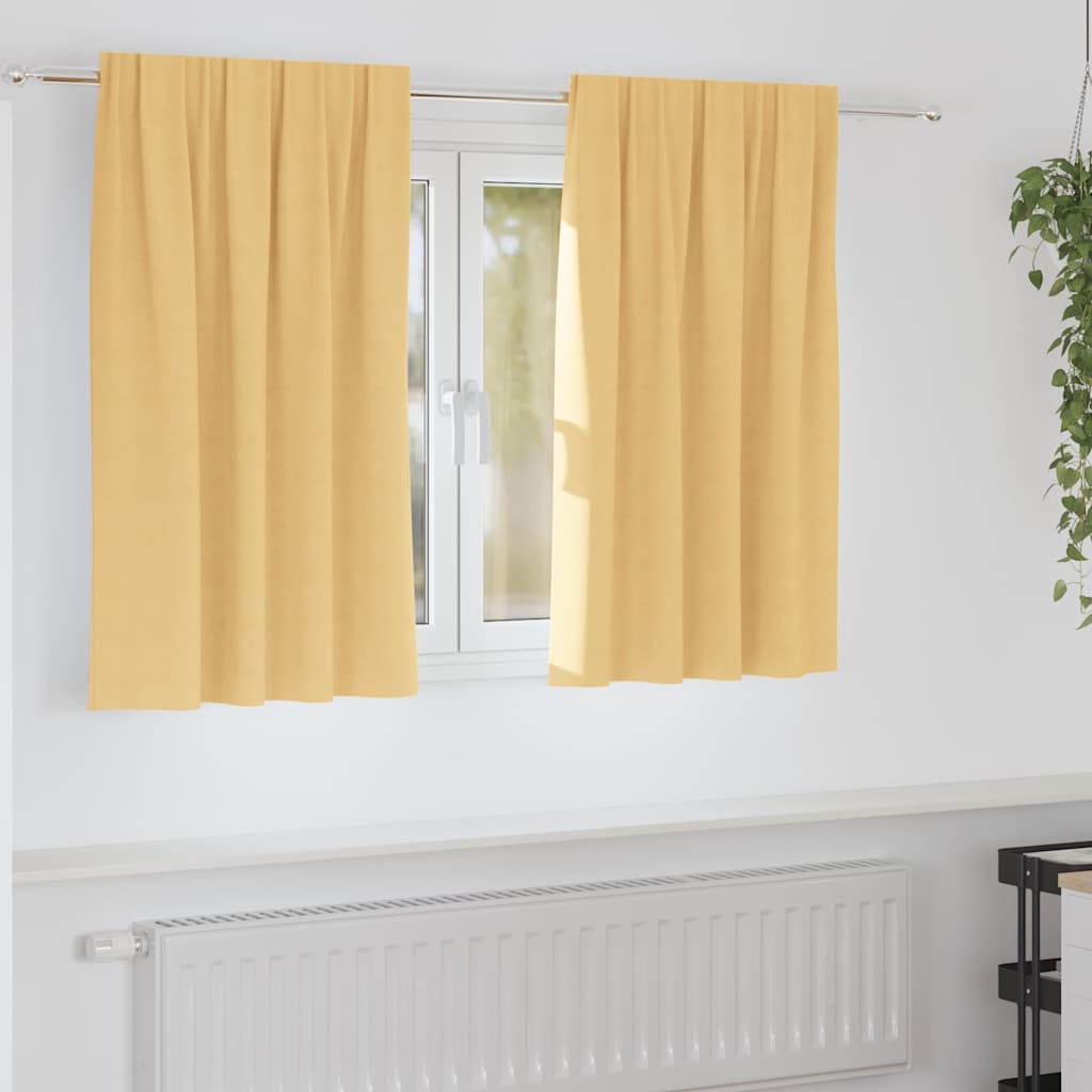 Firany blackout z kółkami 2 pcs Beżowy 140 x 140 cm Poliester vidaXL