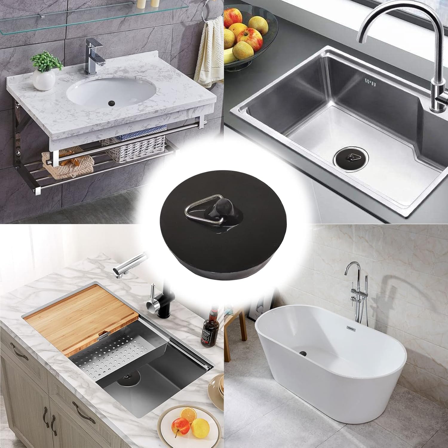Lot De 2 Bouchons De Vidange Pour Baignoire En Inox 70 Mm Avec Vis - Réparation Facile