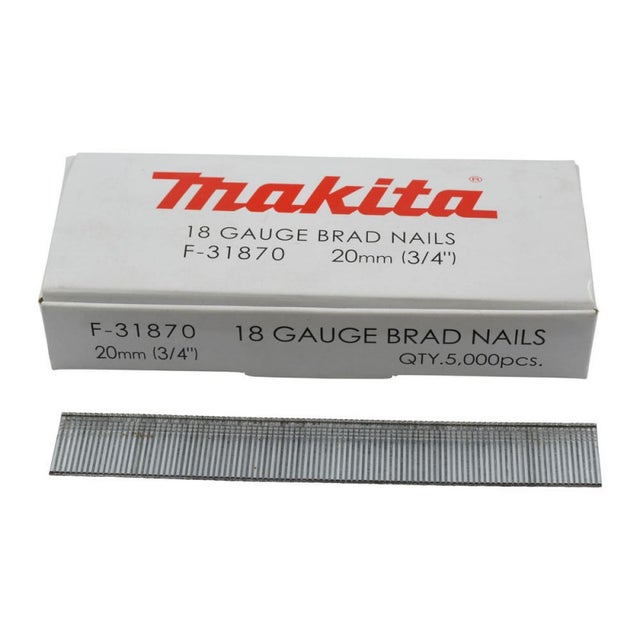 Clous tête homme mini brads 18 Ga galvanisés 20 mm pour cloueur (5000 pcs) - MAKITA F-31870