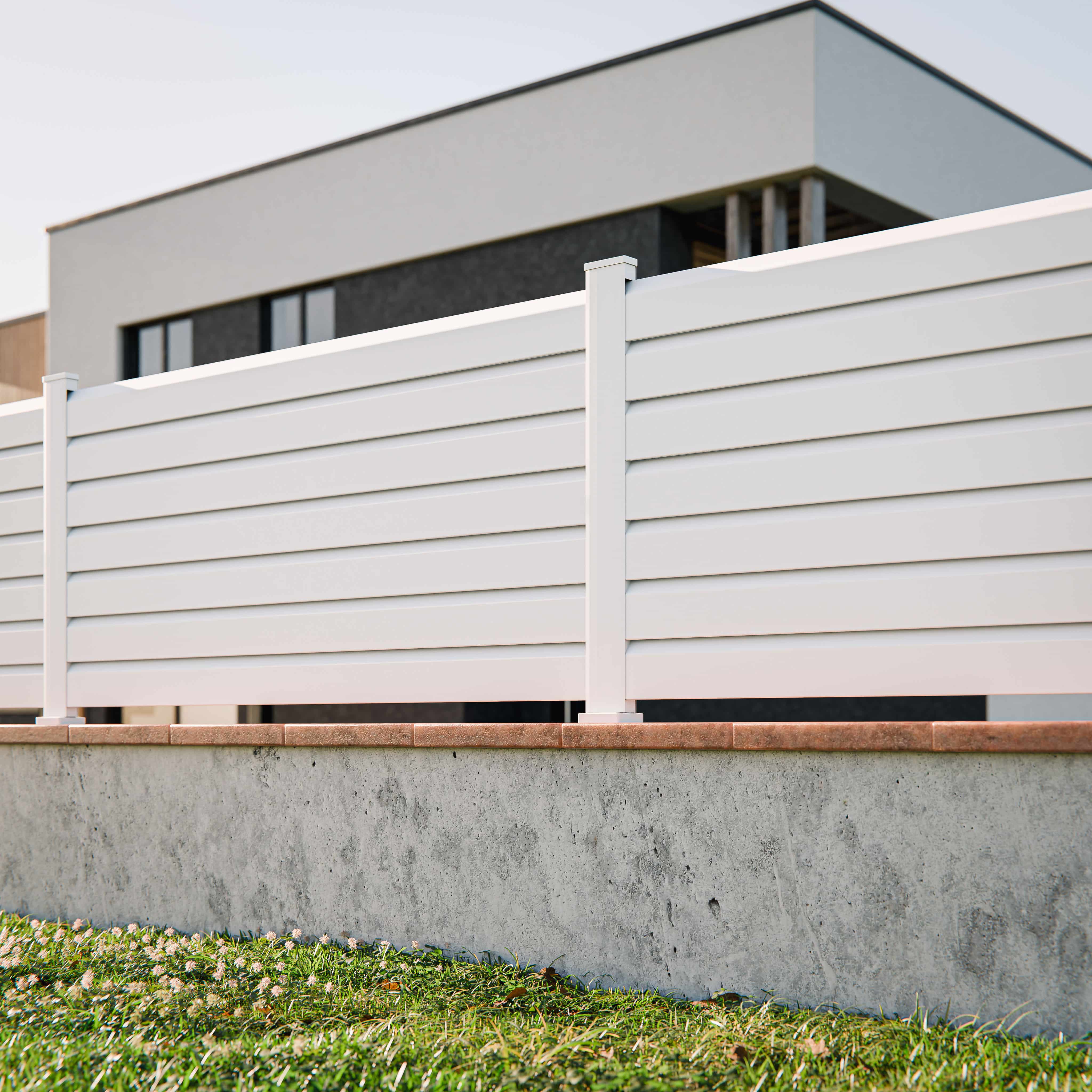 Kit Clôture SLIM PVC Blanc H. 90 cm x L. 11.10 m - 7 Lisses claire-voie - 2