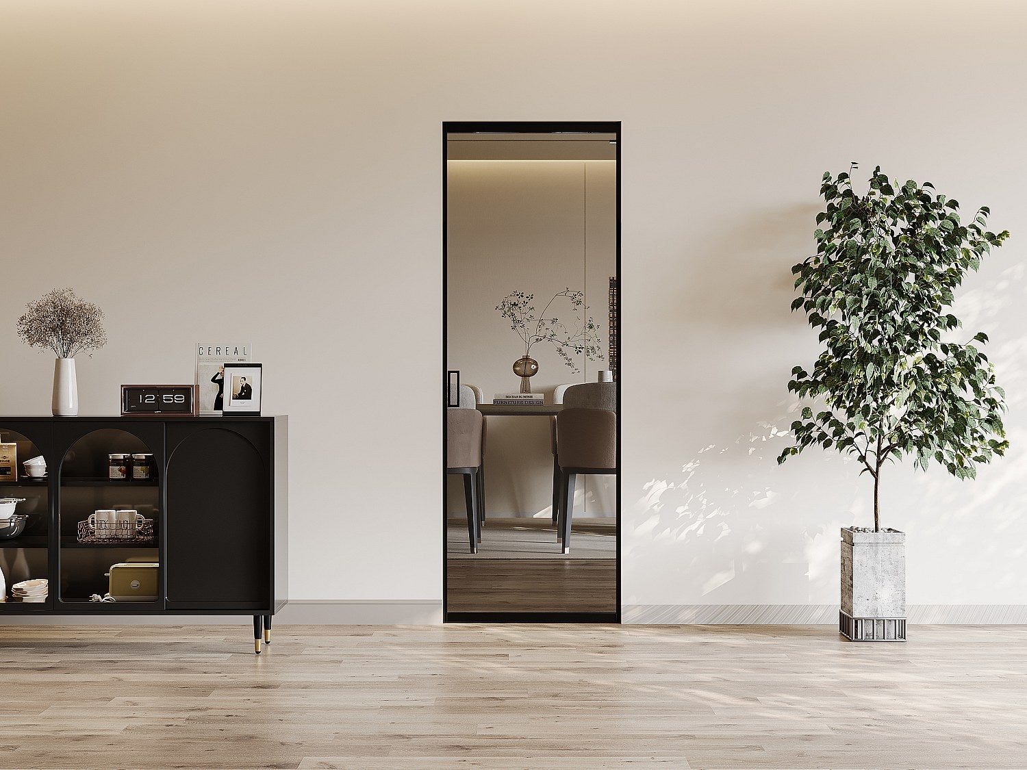 Porta scorrevole con sistema a incasso H205 x L93 cm Alluminio e Vetro temperato fumé - LINCI II - 5