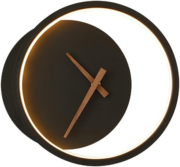 Kreatywna lampa ścienna z silikonu i żelaza w kształcie zegara, oświetlenie dekoracyjne do salonu (ciepłe światło)