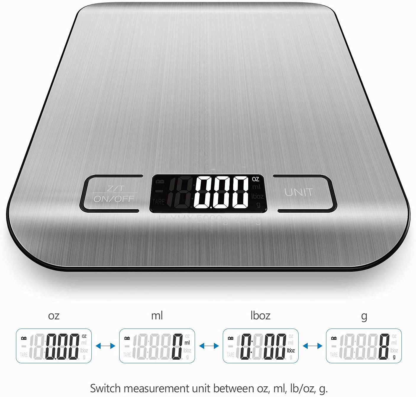 Precyzyjna elektroniczna waga kuchenna, udźwig 5 kg, stal nierdzewna, przyciski dotykowe, podświetlany ekran LCD, automatyczne wyłączanie - 4