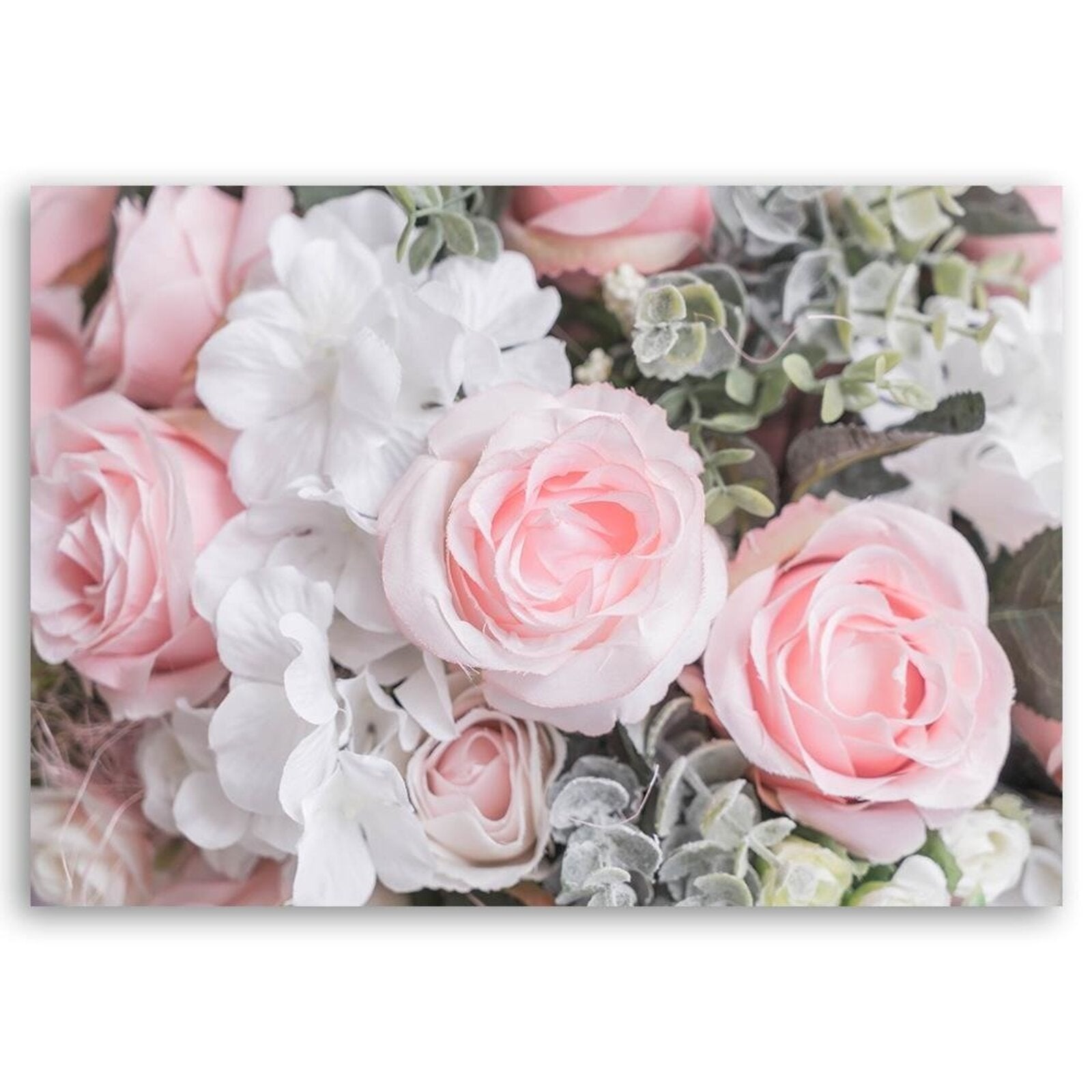 Tableau fleurs blanches et roses - 60 x 40 cm - 2