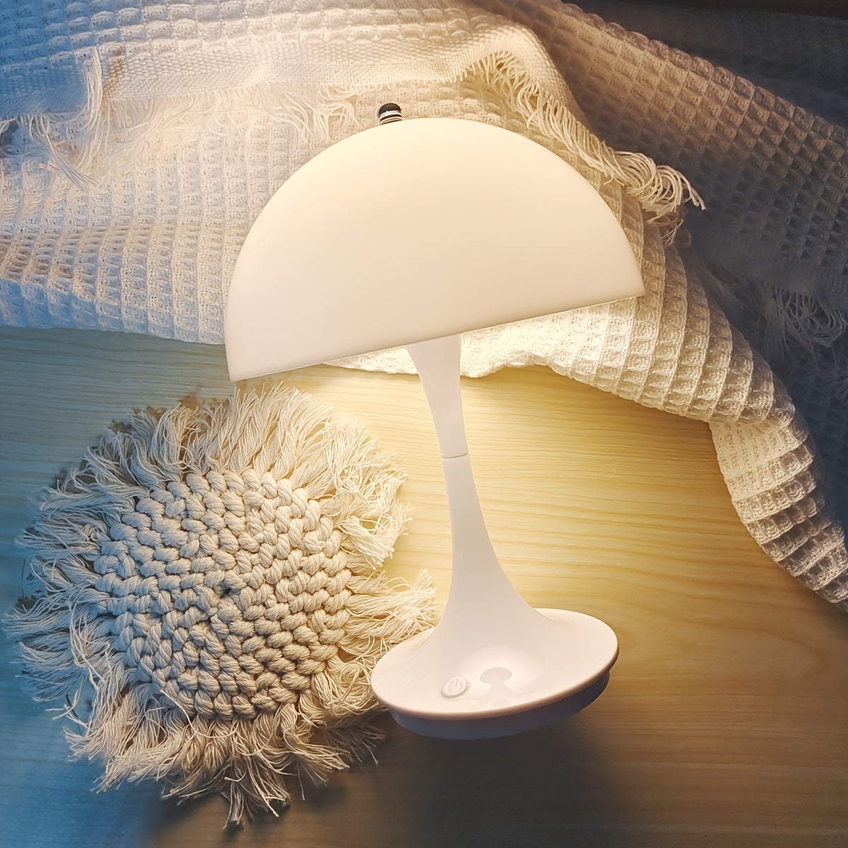 Lampe de table champignon sans fil, lampe de bureau rechargeable, lampe de chevet LED rétro, 3 couleurs de gradation de la température, blanc - 9