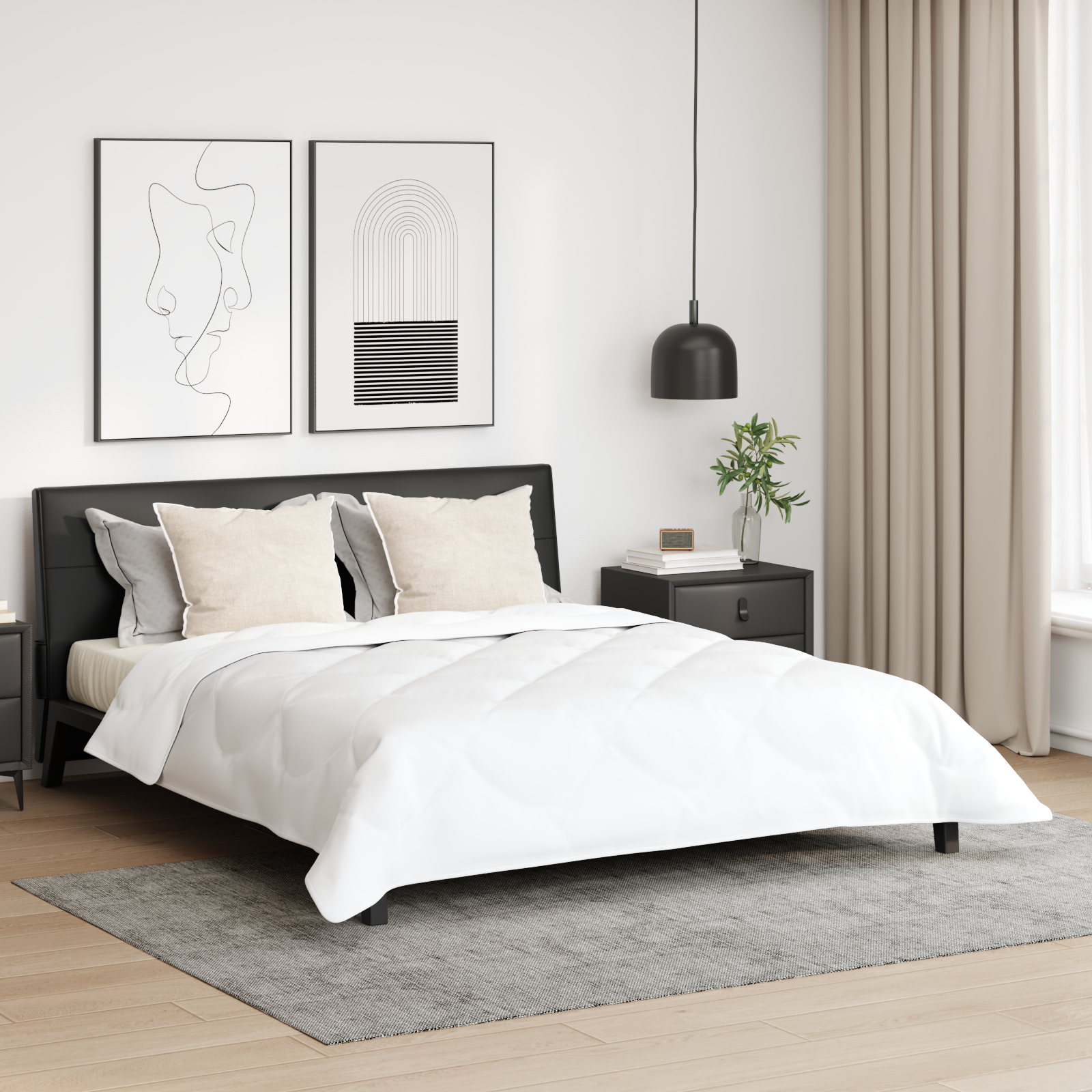 Duvet d'hiver avec oreiller 3 pcs | Couette Blanc 200 x 220 cm Microfibre - 2