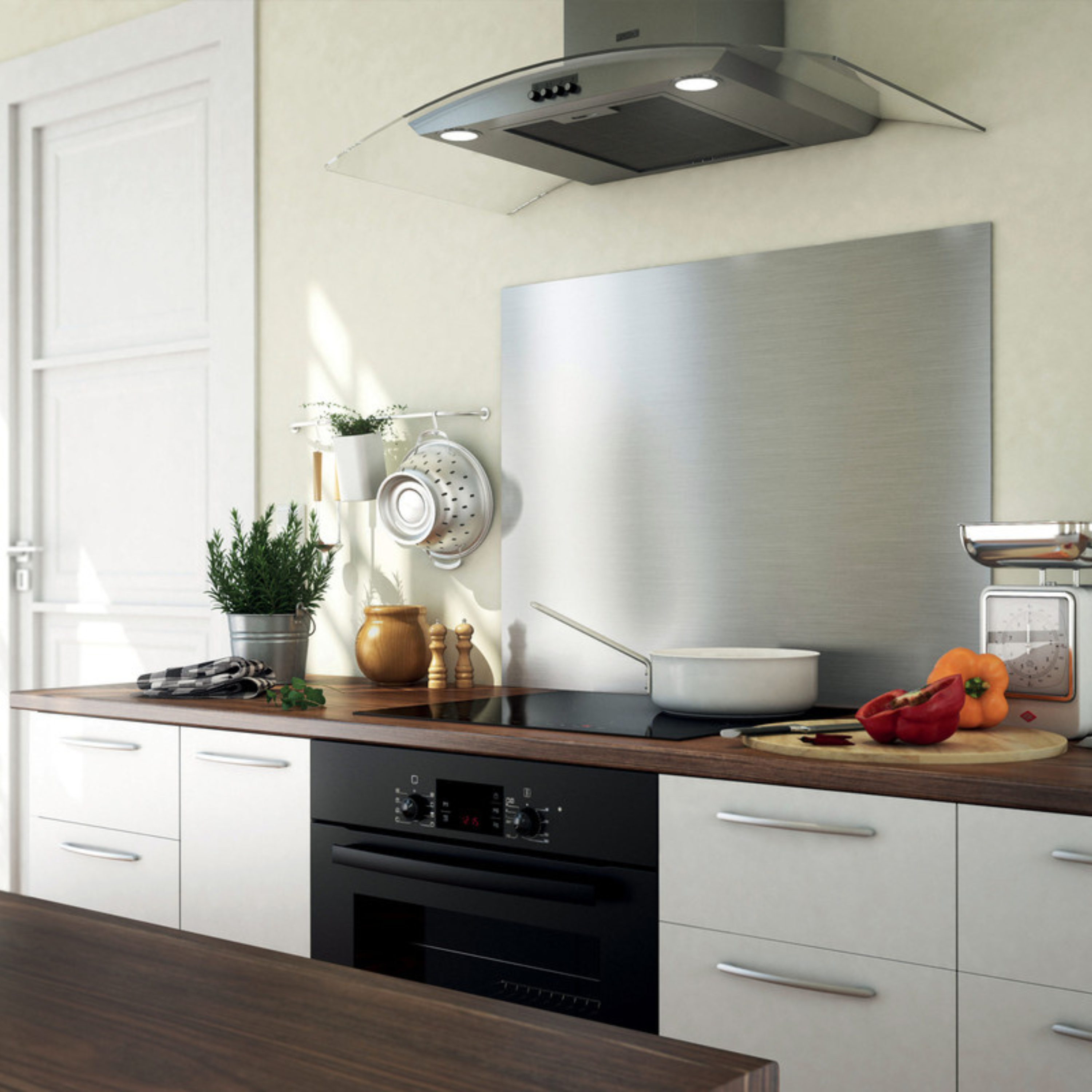 Crédence cuisine fond de hotte Inox - l 90 x H 70 cm - 2