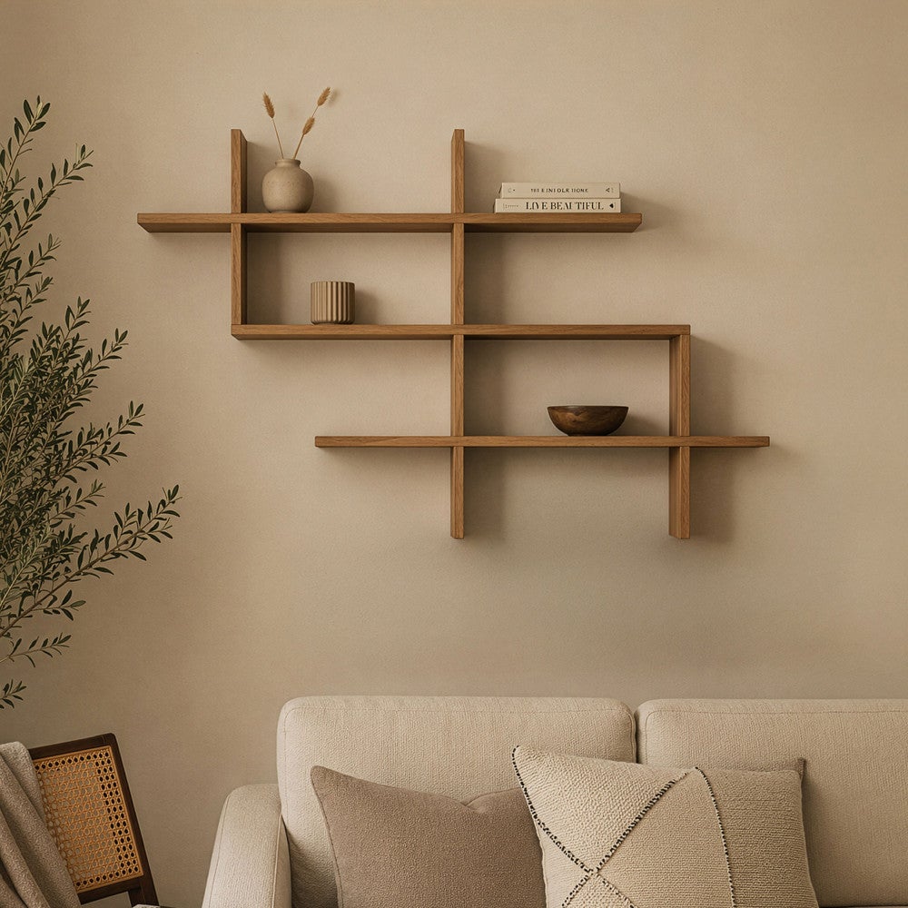 Graph - Étagère murale en bois L150cm - Bois clair - 2