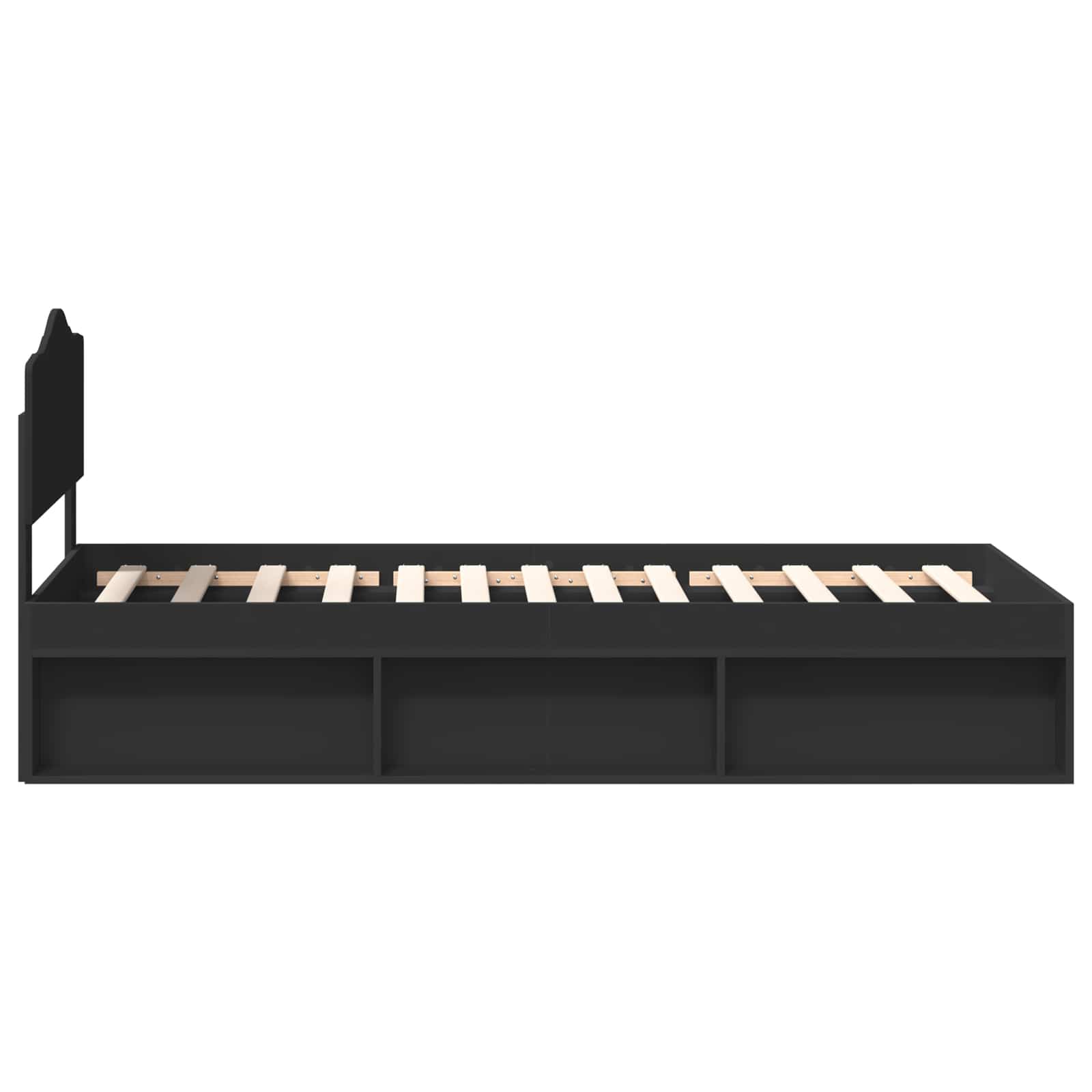 Cadre de lit chêne noir en pin massif pour la chambre, 75 × 190 cm - 8