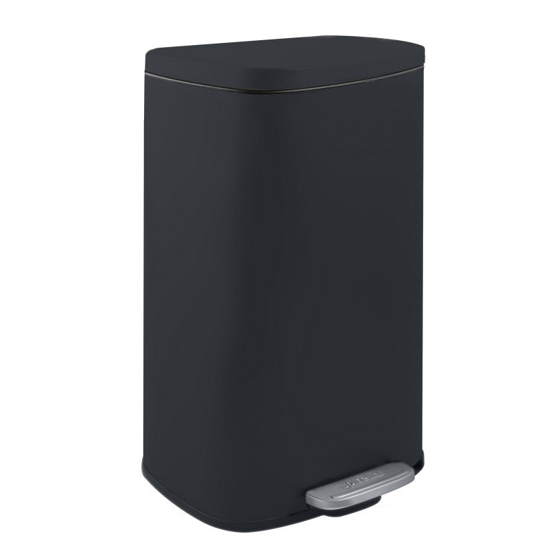 Spirella - Poubelle à pédale Inox RIKU - Design Moderne et Élégant - Seau Intérieur Amovible en Plastique Recyclé - Socle Antidérapant - Noir Mat - 3L