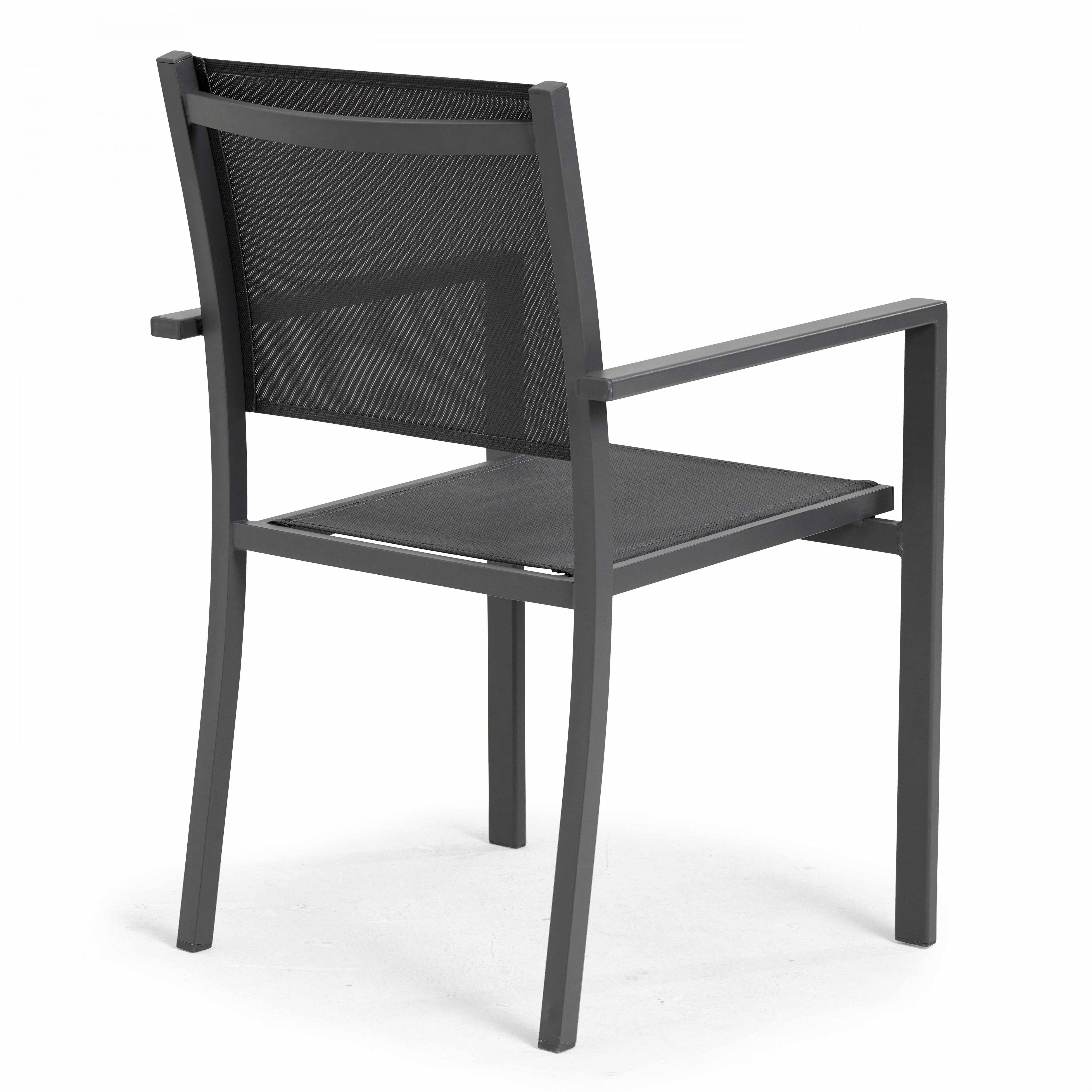 Fauteuil de jardin aluminium et textilène gris - 4