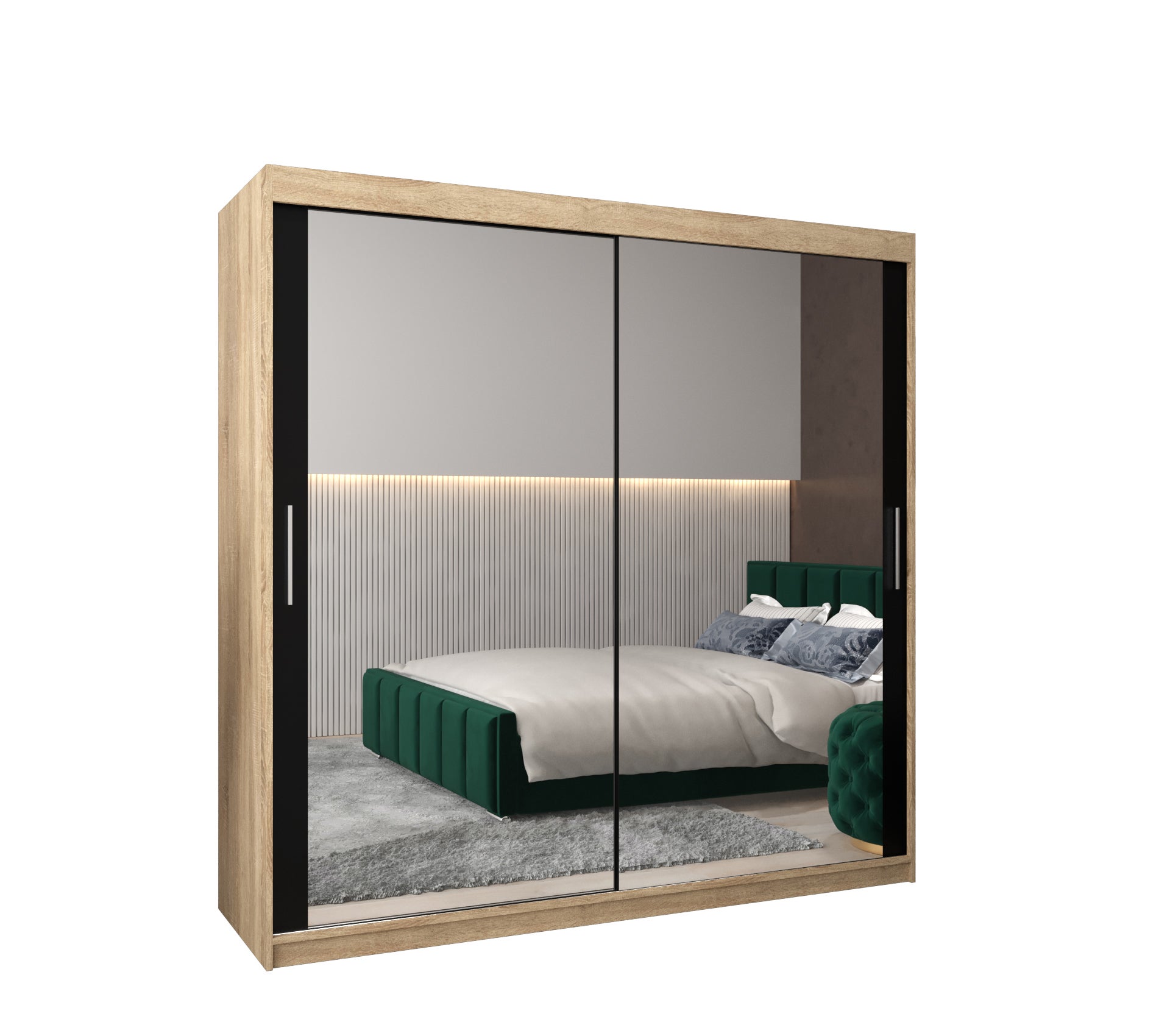 Szafa przesuwna garderoba TOKYO 3 200 x 62 x 200 cm Sonoma + Czarny - Abiks Meble