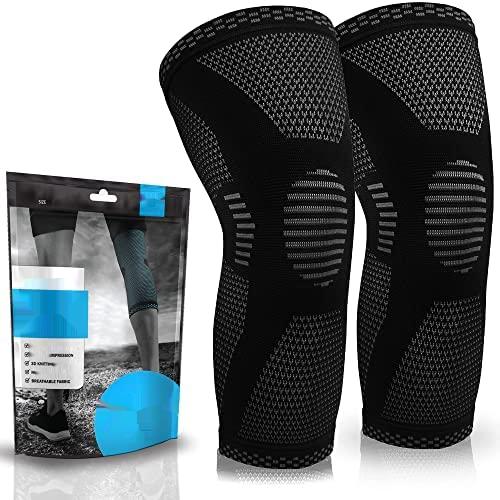 Genouillères De Compression AQF - Lot De 2, Double Couche, Antidérapantes - Pour Musculation, Course, Sport - Soulage Les Douleurs