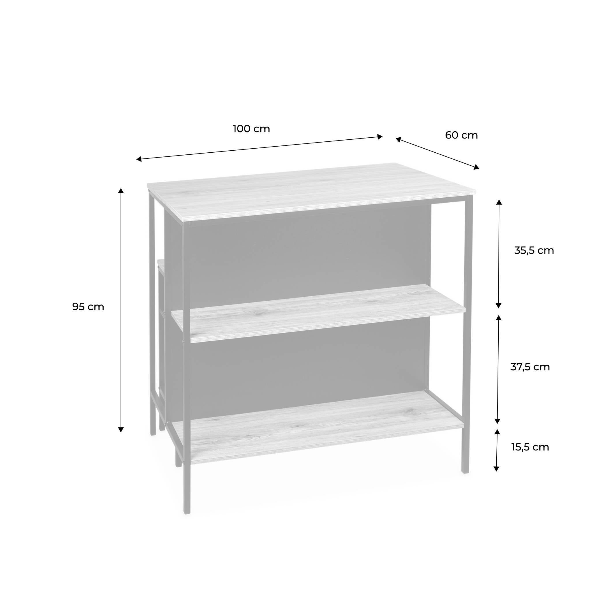 Table haute deux tabourets et deux étagères décor bois et métal. loft. L 100 x P 60 x H 95cm LOFT - 4
