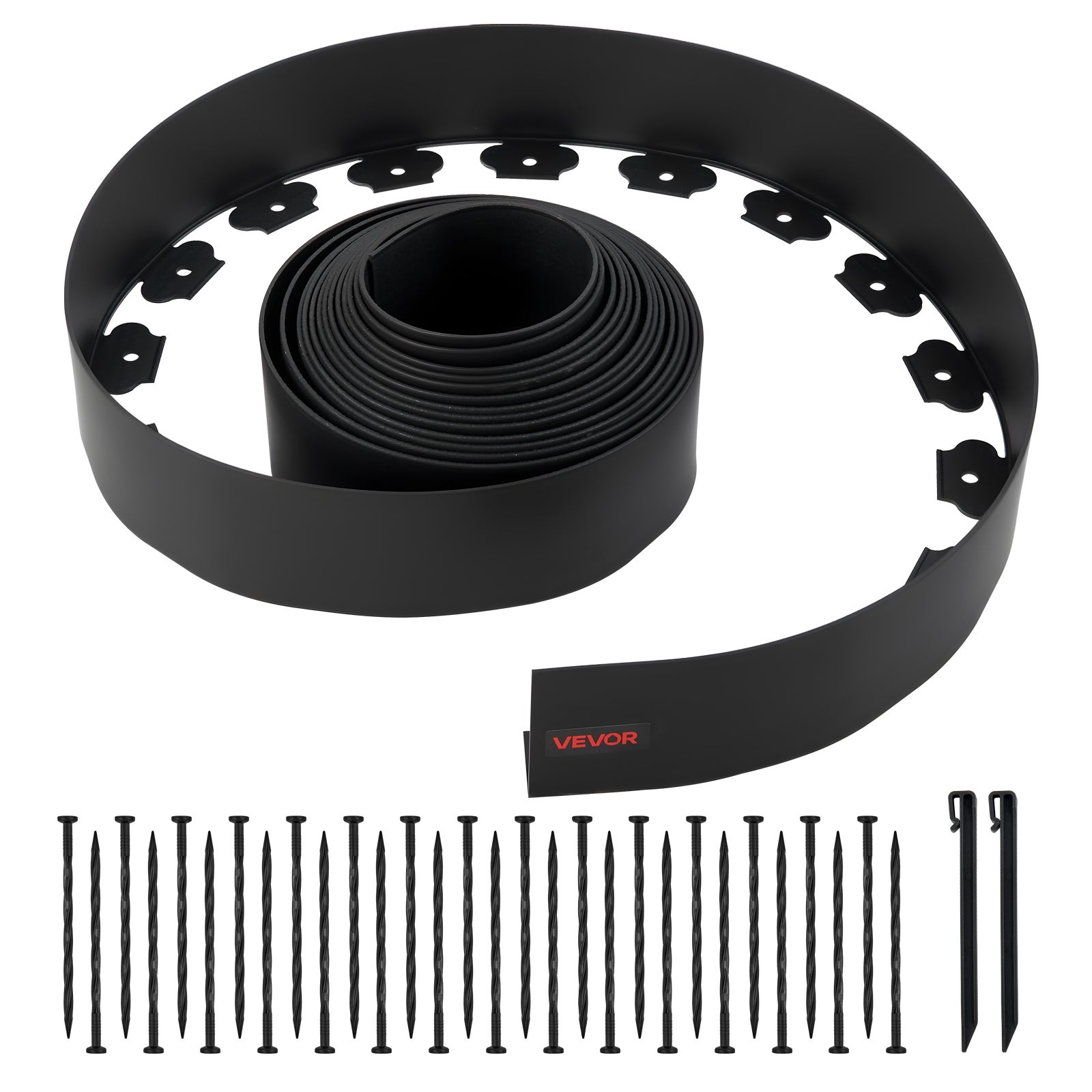 Bordură de grădină din plastic VEVOR, 10 m x 10 cm, cu 30 de țăruși, nu necesită săpat, rezistentă la UV, pentru straturi de flori, pavaje cu pietre