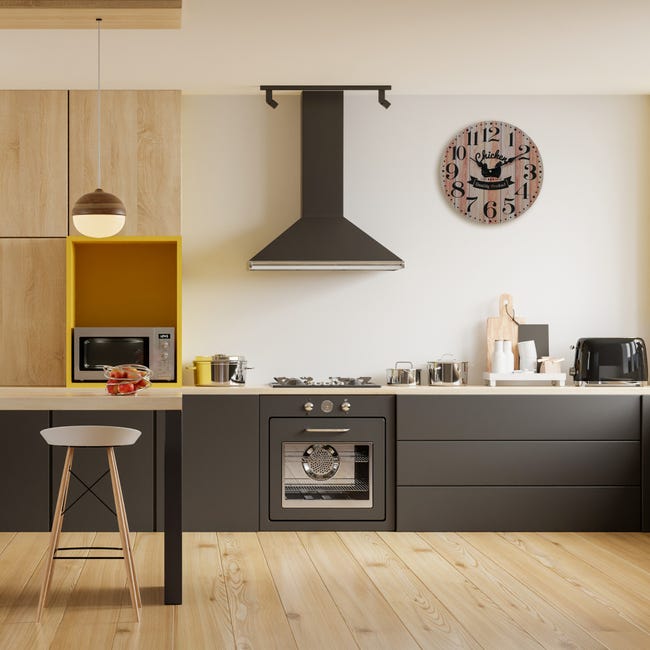 Rebecca Mobili Reloj de Pared de Cocina Estilo Vintage Mdf Marrón