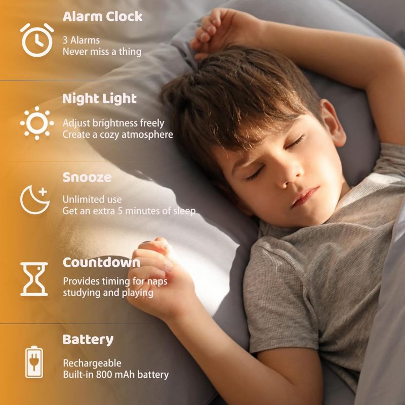 Réveil Pour Enfants - TBEST - Modèle Mignon - Multifonction - Veilleuse - Grand écran Numérique