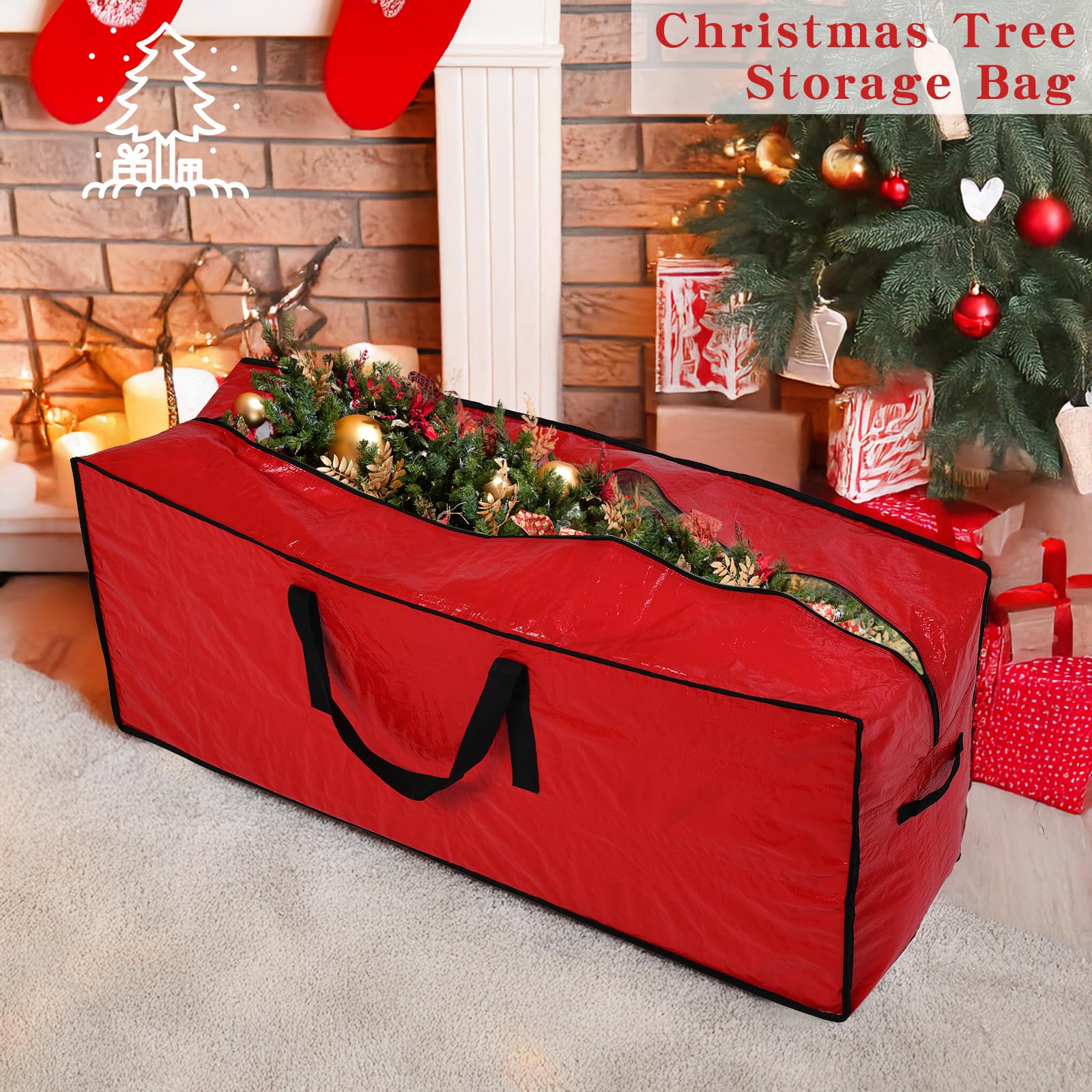 1 sac de rangement pour sapin de Noël artificiel, pouvant contenir un sapin de 2,3 m, avec fermeture éclair anti-poussière, pour l'intérieur. - 5