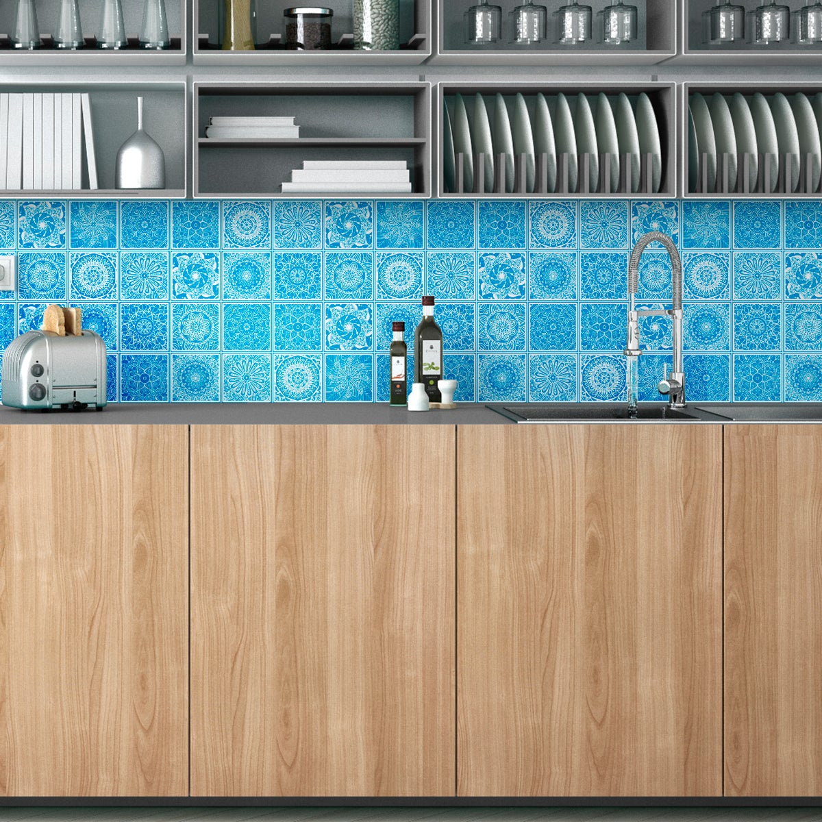 24 vinilos azulejos bohemio adsila - adhesivo de pared - revestimiento sticker mural decorativo - 24stickers15x15cm