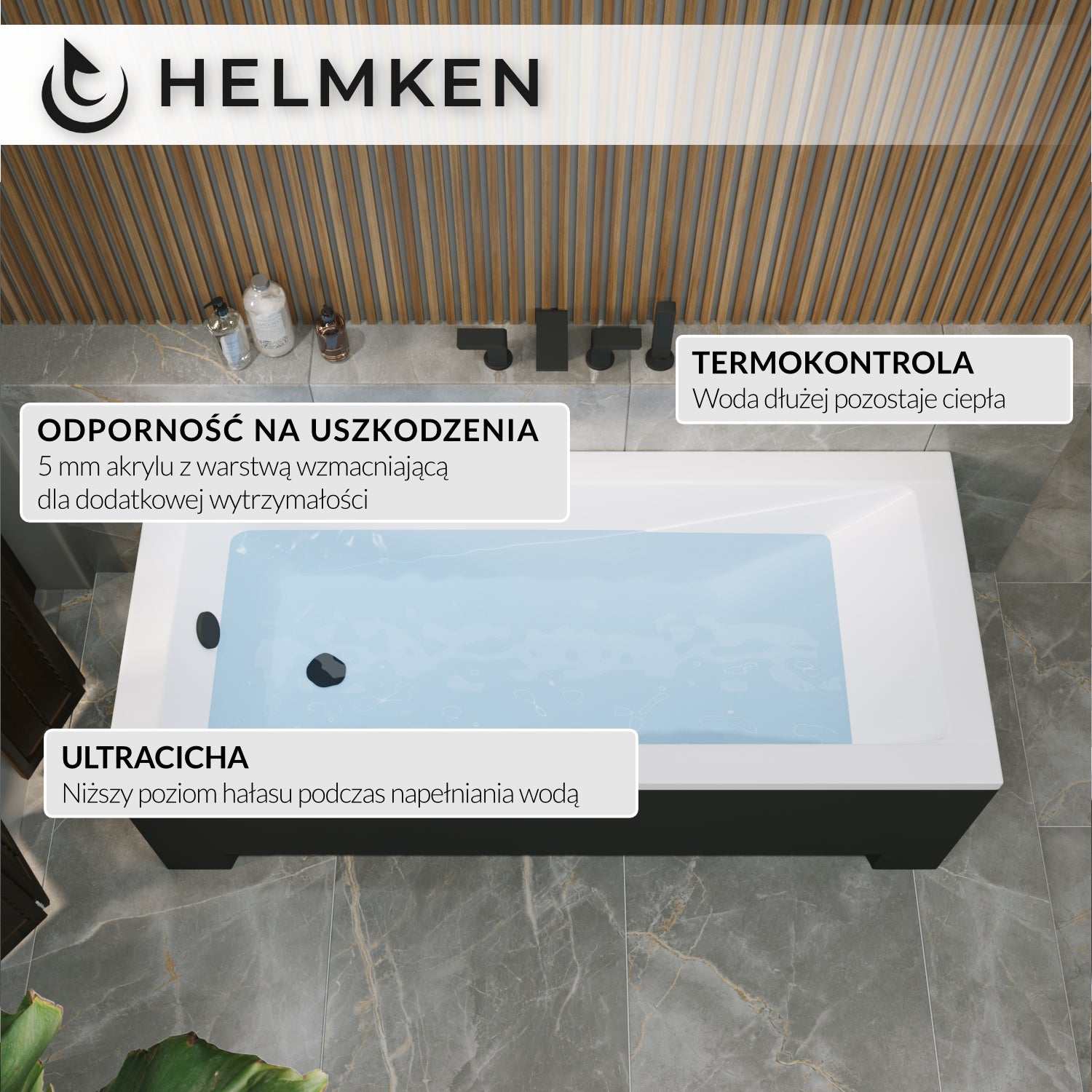 Wanna akrylowa Helmken Rivana 180 x 80 / 23095007