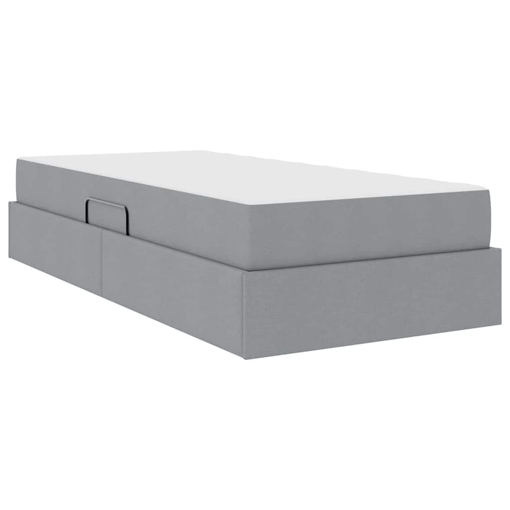 Lit avec rangement et matelas, en polyester gris clair, pour la chambre, 90 × 190 cm - 5