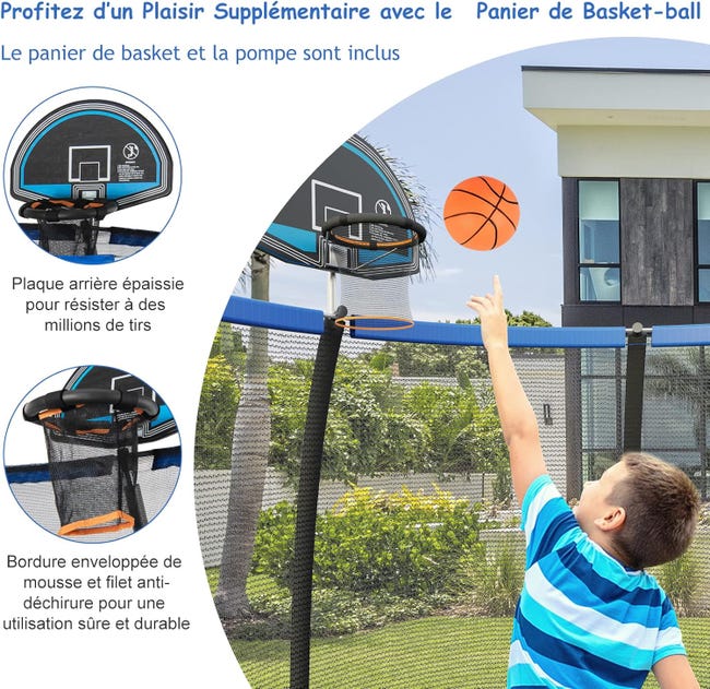Trampolino 150cm Con Rete Di Sicurezza - Trampolino Per Bambini Con Cestino Da Basket - Foto 5