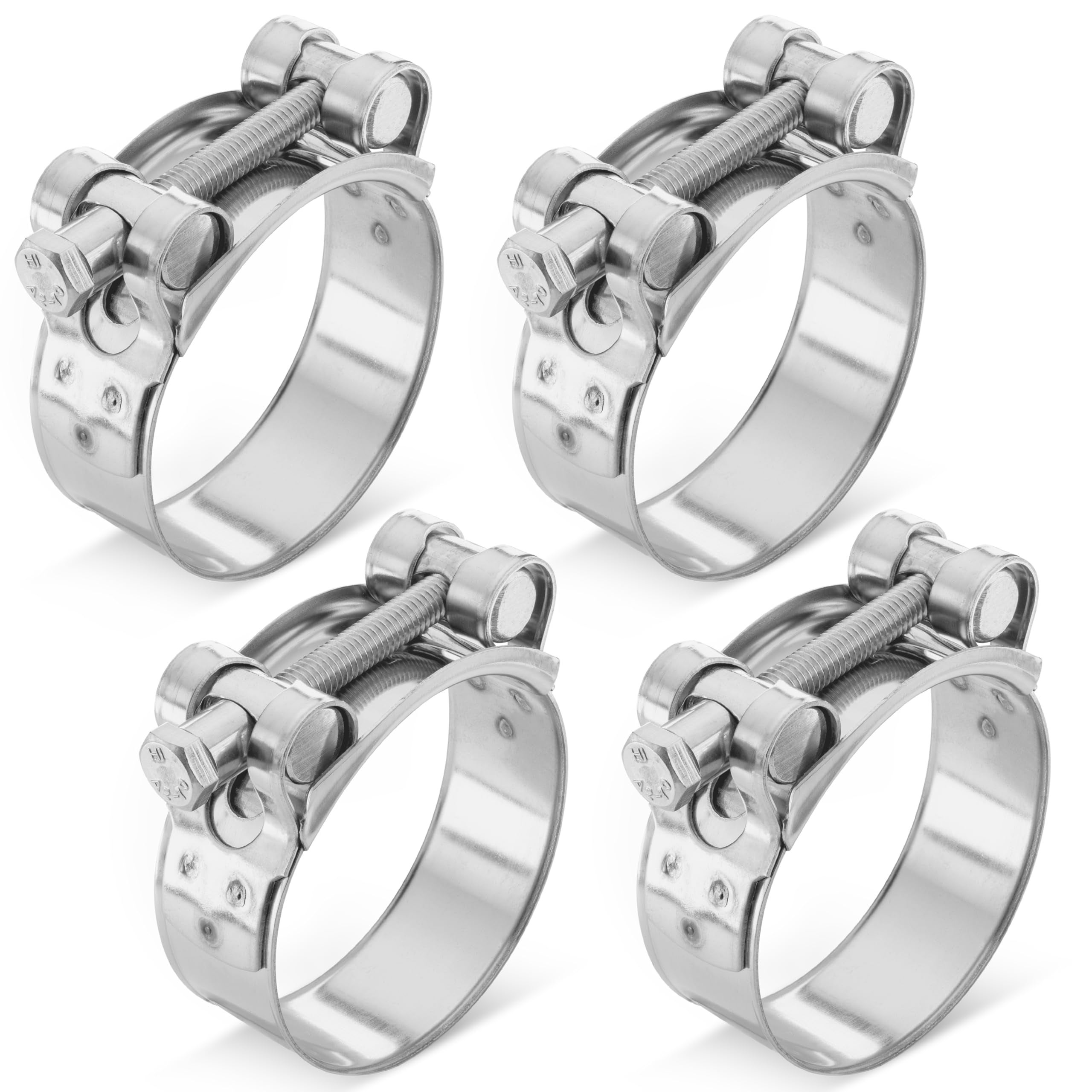 4 sztuki zacisków śrubowych T-bolt ze stali nierdzewnej, zakres mocowania 52-55 mm, szerokość 22 mm, W4