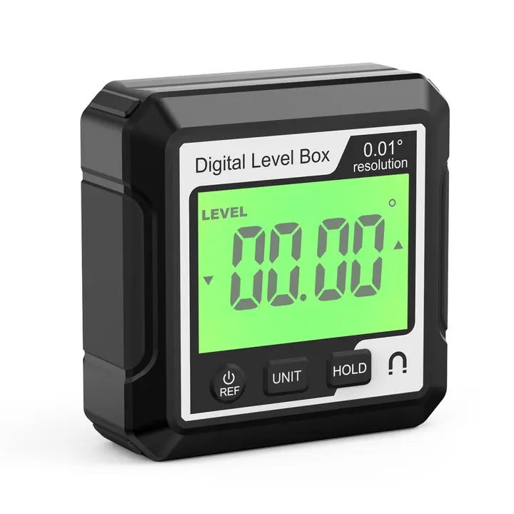 Mini cyfrowy poziom elektroniczny 3-w-1 z podświetlanym wyświetlaczem LCD, magnetyczny, 4x90°, wysokoprecyzyjny pomiar kąta i nachylenia
