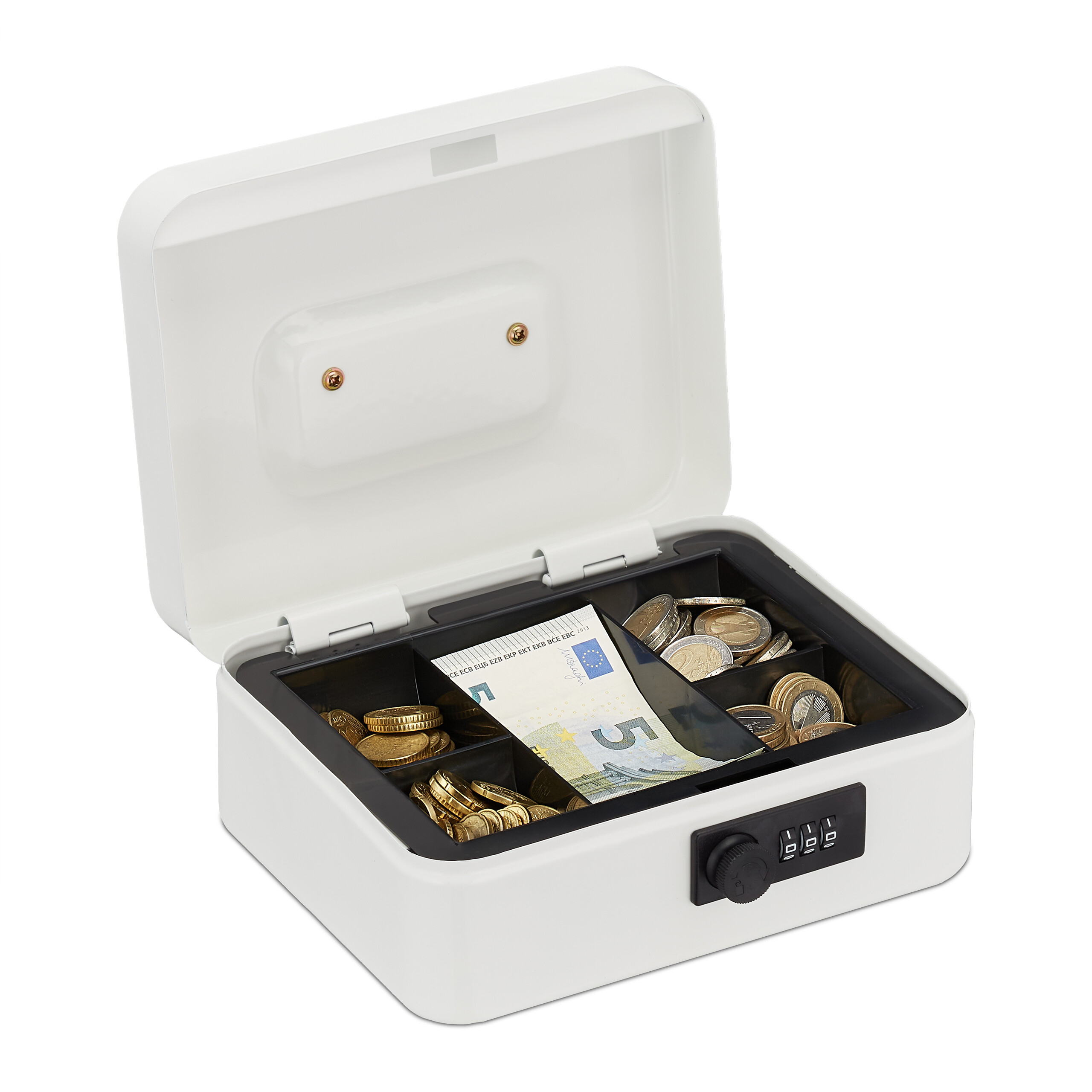 Cassetta Porta Denaro In Acciaio Blu E Rosso L 30 X P 24 X H 9 Cm