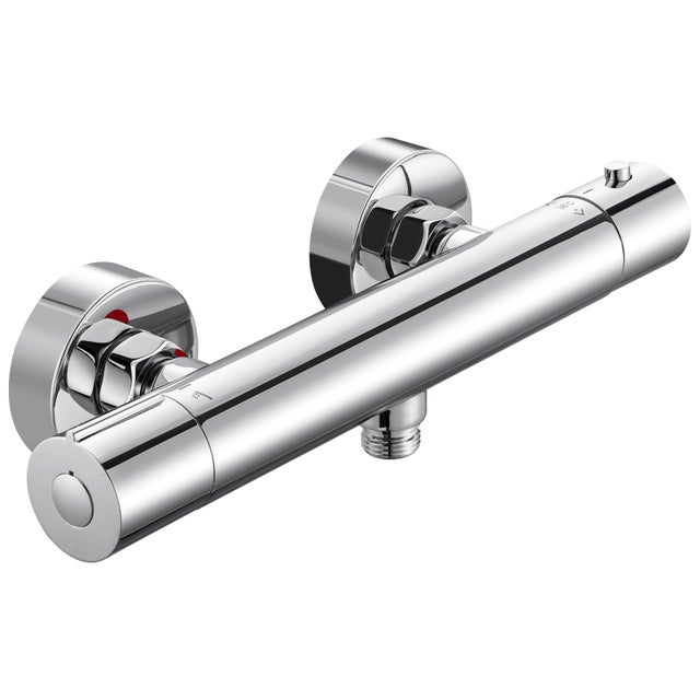 Mitigeur Thermostatique Douche Chromé,Robinet Thermostatique de Douche Anti-brûlure avec Bouton Sécurisé à 38°C ,Mitigeur Douche