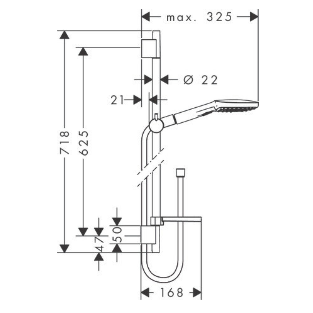 Set de douche 120 3jet EcoSmart 9 l/min avec barre Unica'S puro 65 cm et porte-savon chromé Hansgrohe Raindance Select E - 2