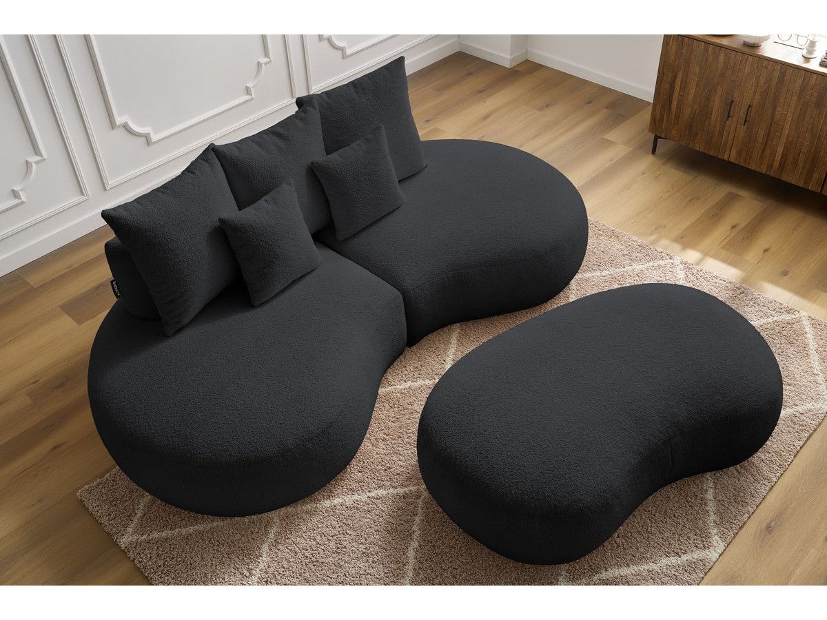 BOBOCHIC Canapé droit fixe 3 places SAINT-GERMAIN tissu bouclette avec pouf Gris foncé - 7