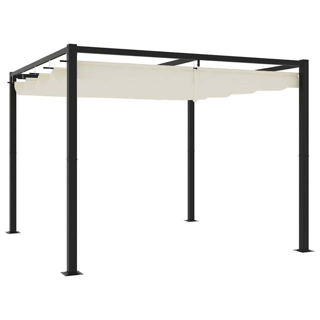 Gazebo da giardino con tetto retrattile color crema 3x3 mt in acciaio