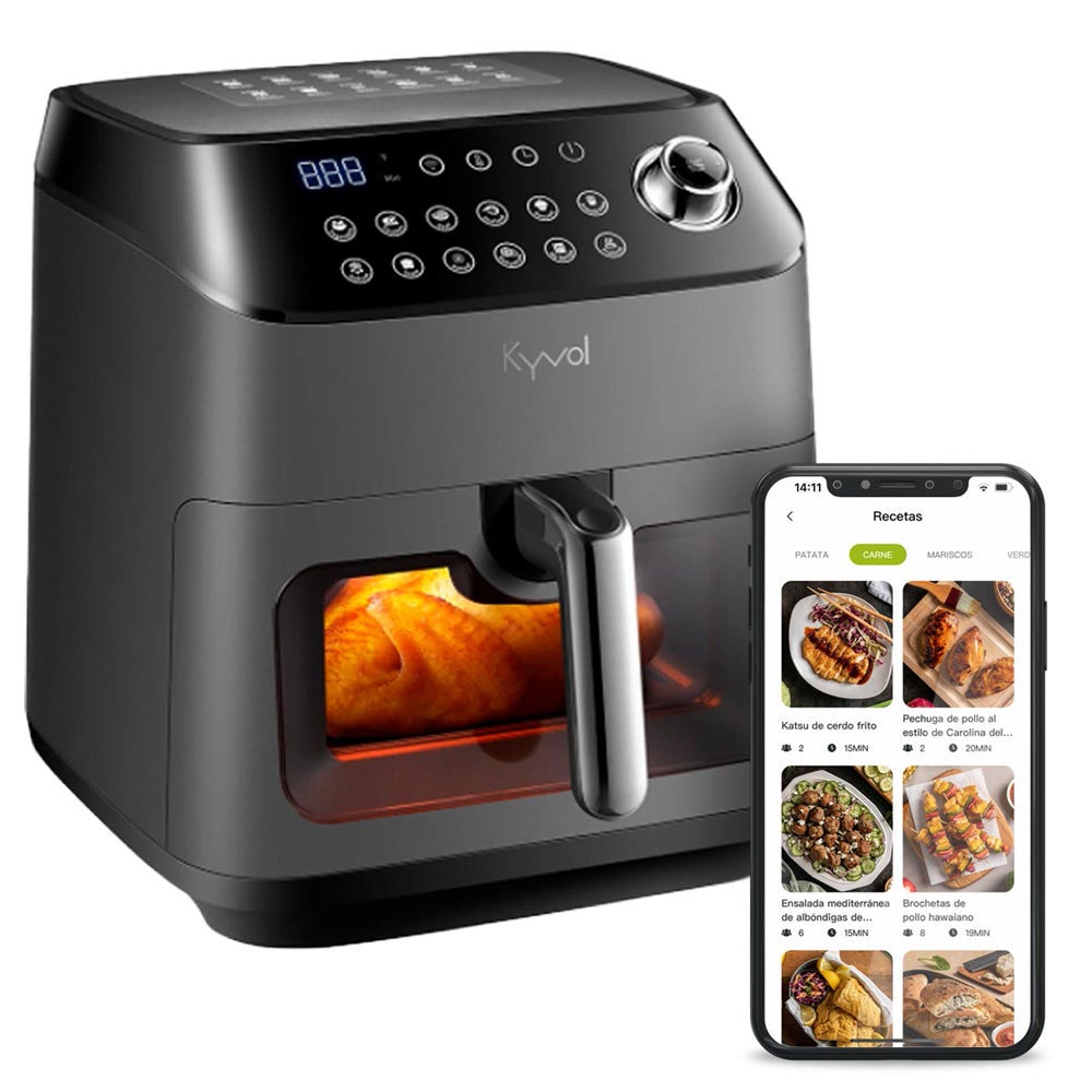 Airfryer. Freidora De Aire Caliente Sin Aceite Kyvol AF600 WIFI. 5,68 L. 12 Programas. App móvil - 3