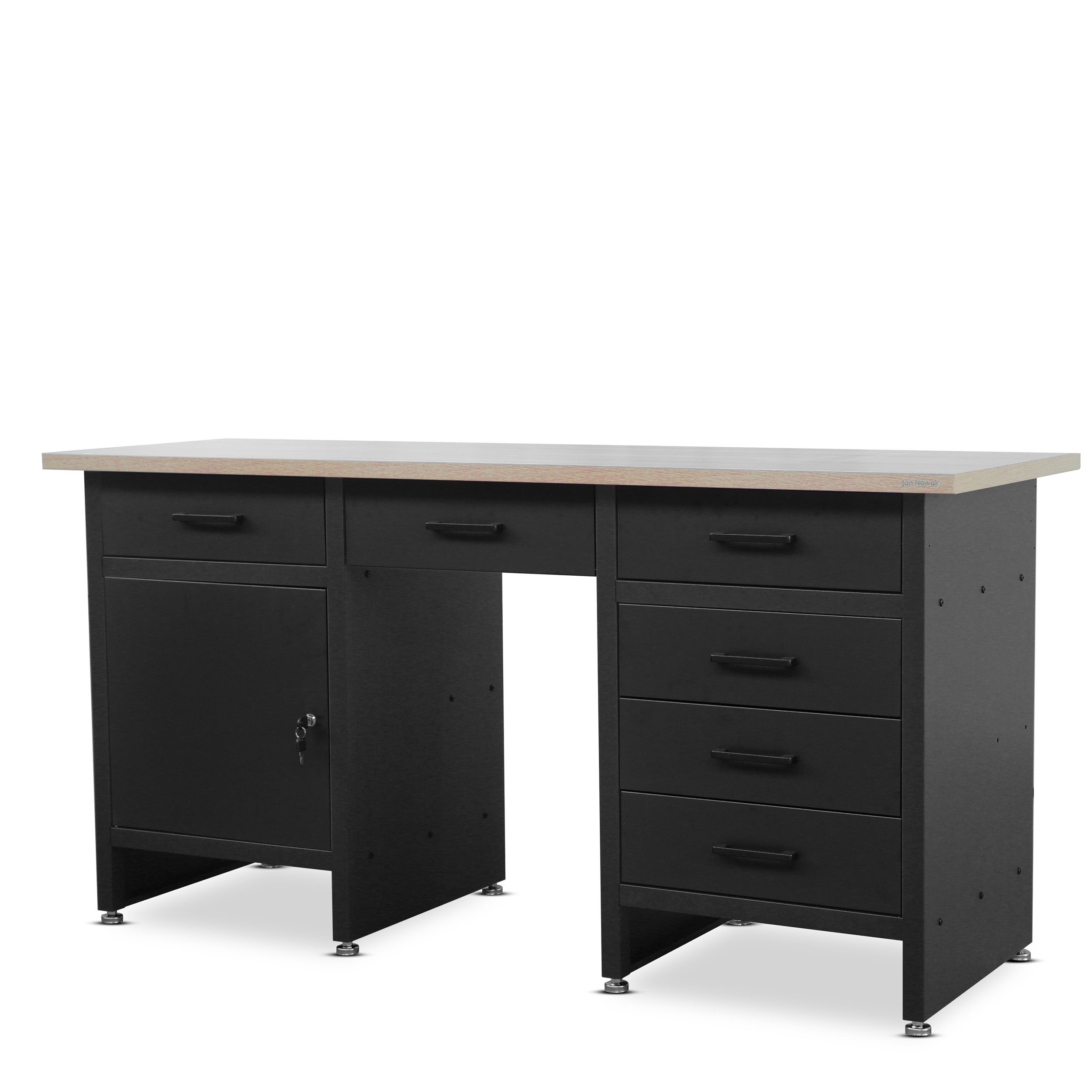 Banco da lavoro fisso USAG con 2 cassetti, L 200 x H 86 x P 70 cm