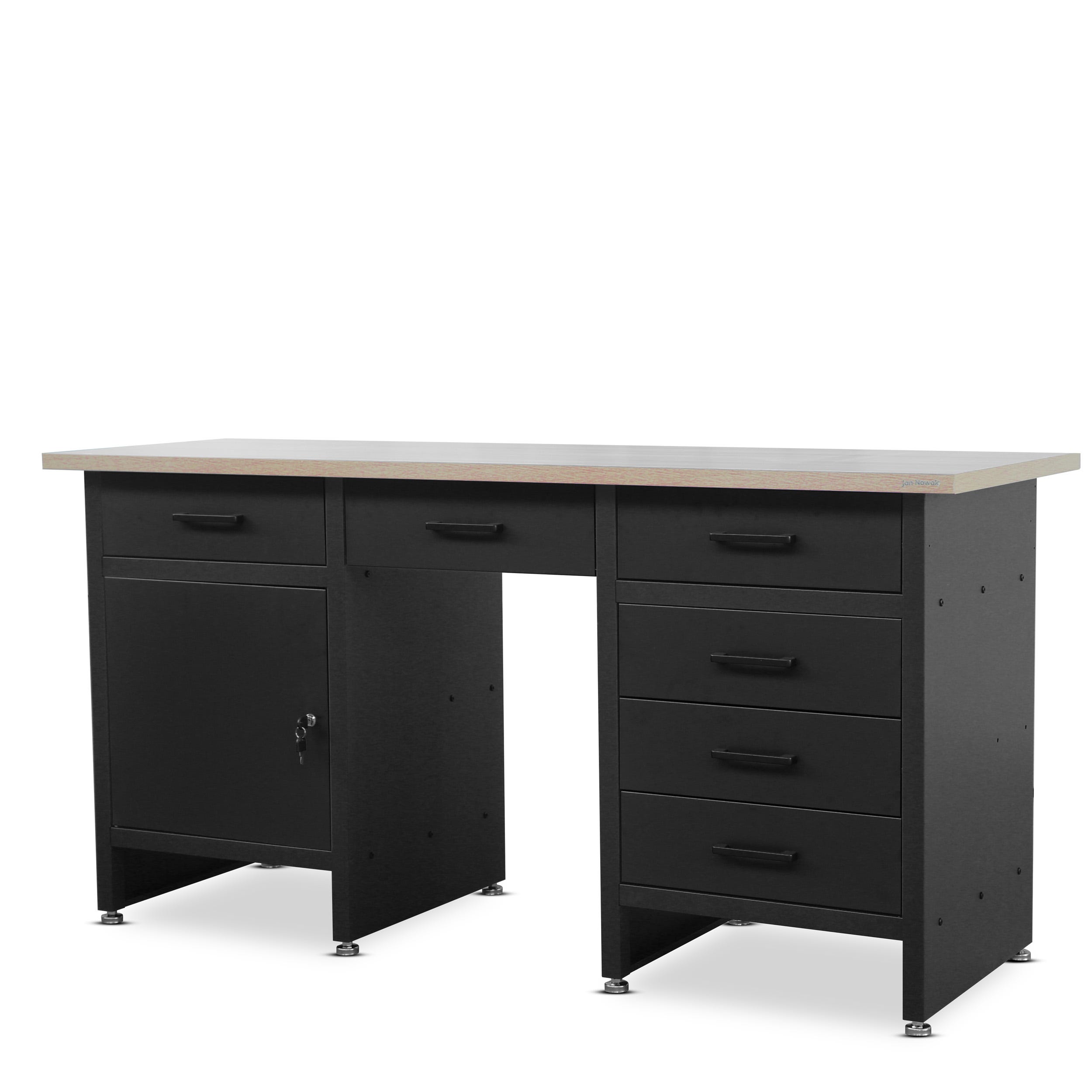 Banco da lavoro fisso USAG con 2 cassetti, L 200 x H 86 x P 70 cm Banco da lavoro fisso USAG con 2 cassetti, L 200 x H 86 x P 70 cm
