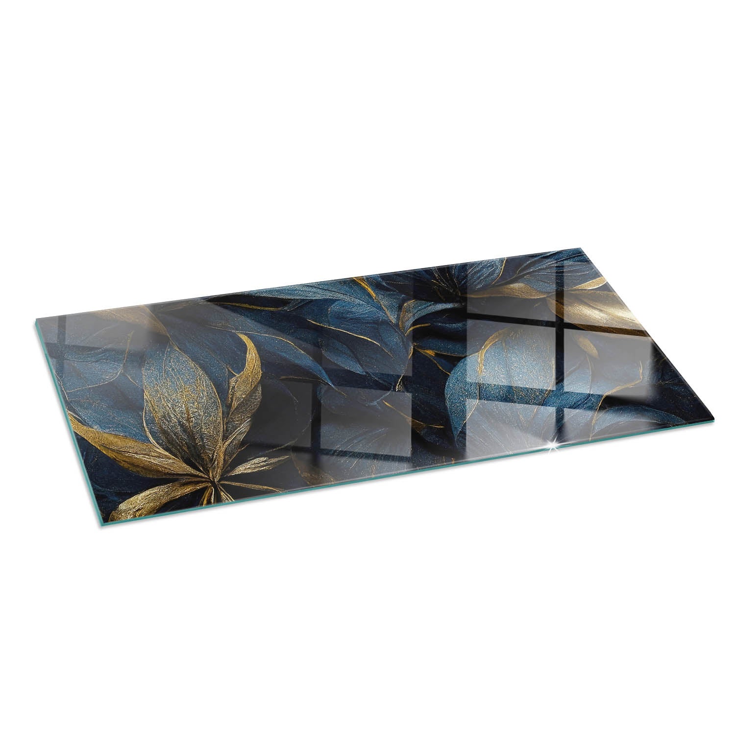 Szkło hartowane na podłogę pod kominek - 125x50 cm - Eleganckie liście w fakturze - TULUP