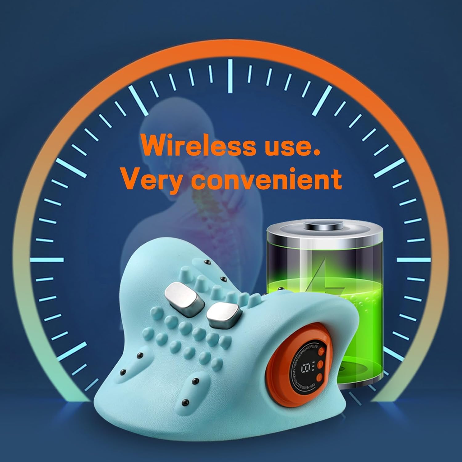 Masseur Cervical Sans Fil - Appareil de Massage Cervicales et Cou avec Chauffage - 6 Vitesses Ajustables & 3 Modes pour Relaxation et Soulagement - 4