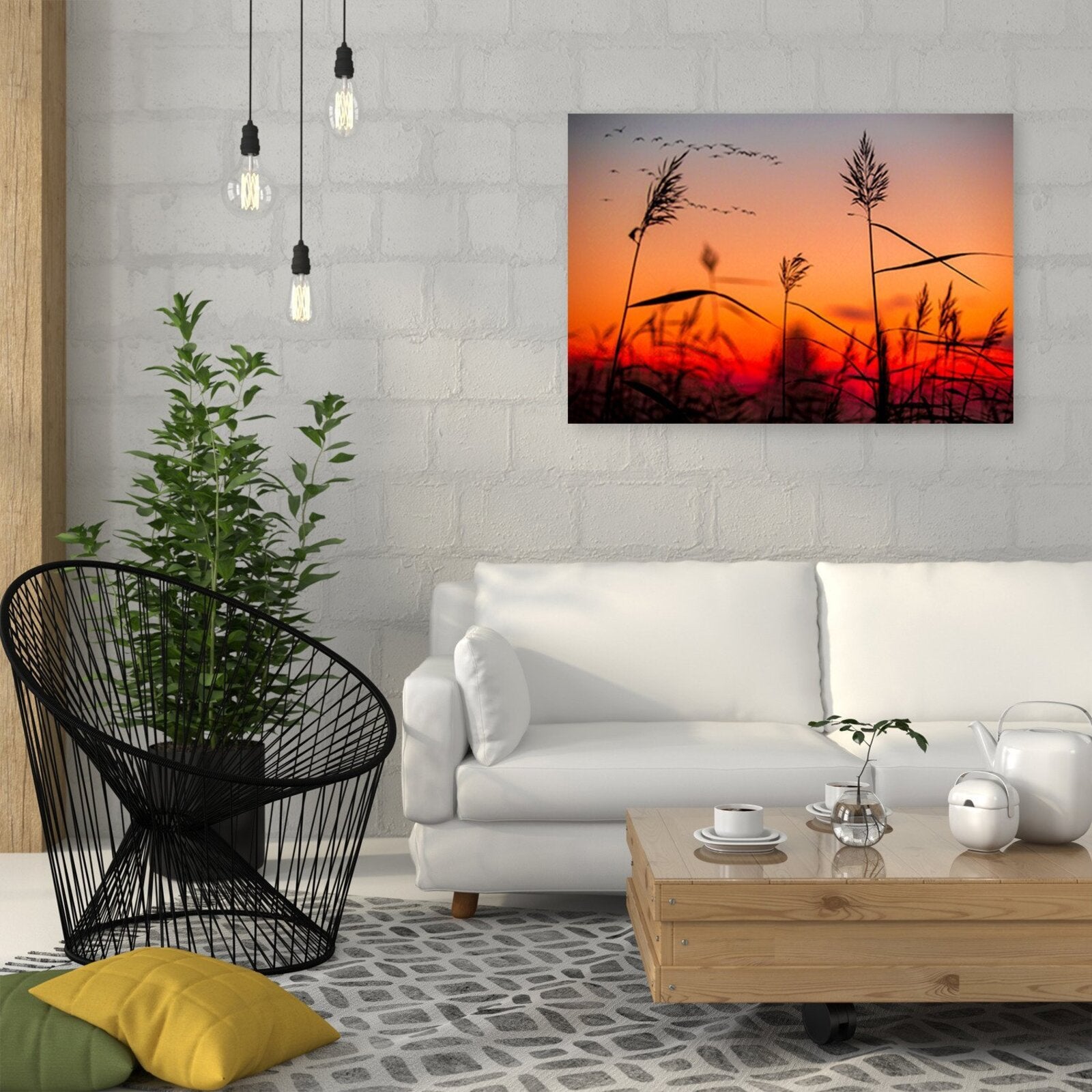 Tableau herbe au coucher du soleil - 60 x 40 cm - 3