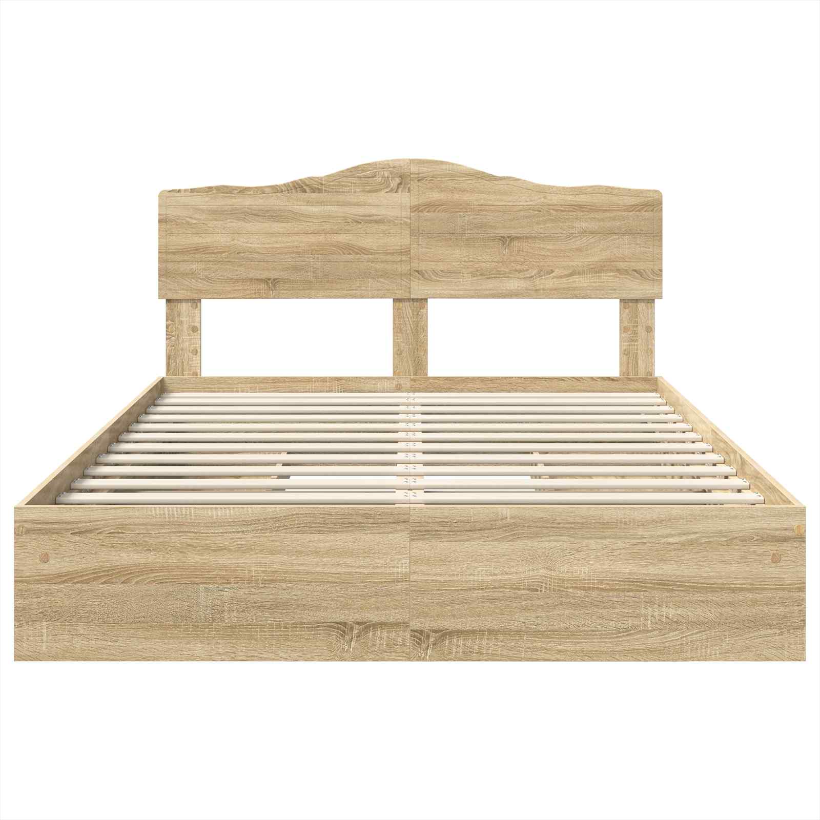 Lit de rangement chêne 140 x 200 cm panneau de bois - 8
