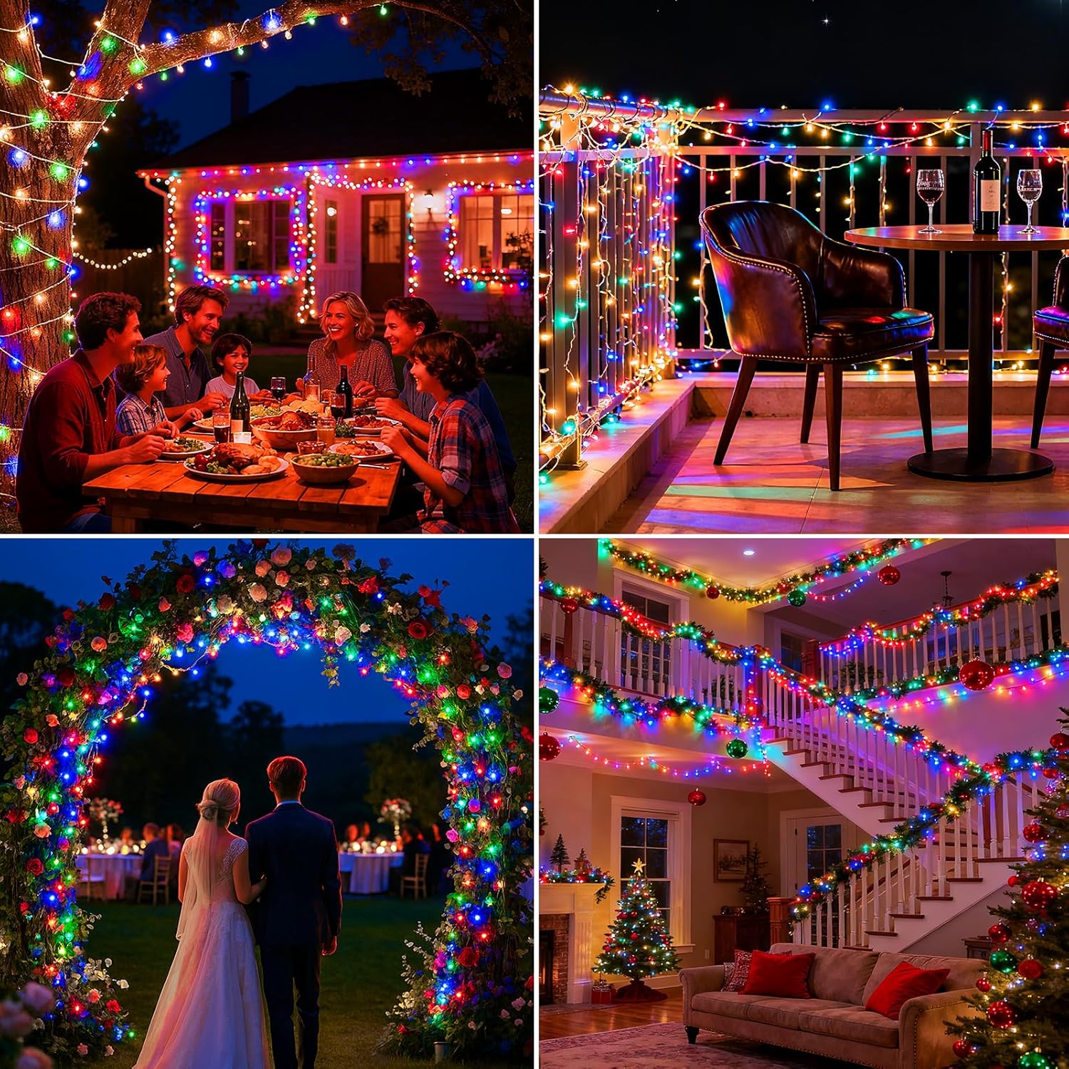 Luci a stringa LED da 50 m, 400 LED, luci natalizie impermeabili IP44 con telecomando e timer, 8 modalità, luce colorata - 7