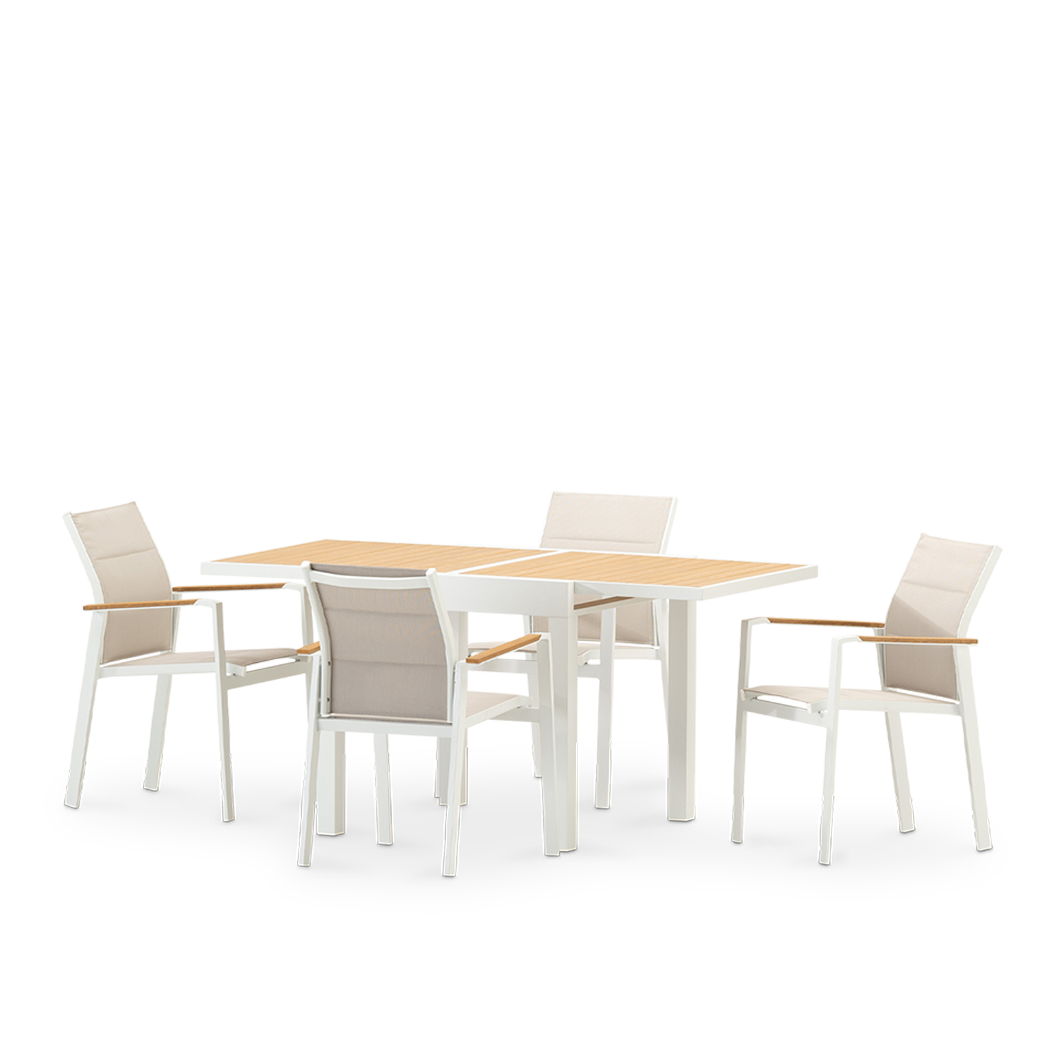 Set Tavolo E Sedie Da Giardino DEVOKO 4 Persone - Tavolo Allungabile 80-160cm, Sedie Impilabili, Grigio - Foto 5