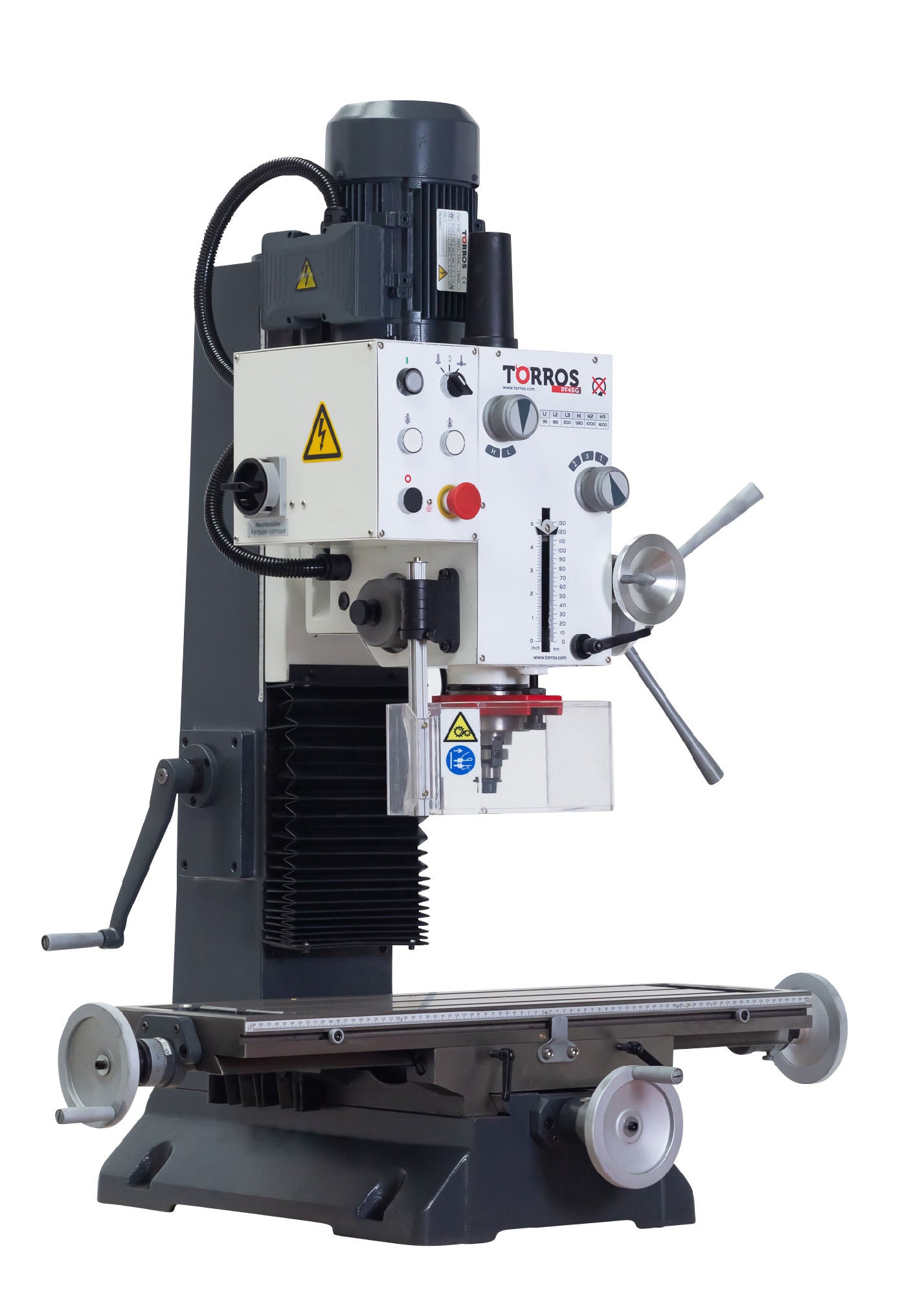 Perceuse-fraiseuse X 450 mm Y 200 mm Z 430 mm CM4/M16 1,1 kW 230V fonction de taraudage Torros PF45G 230V - 2