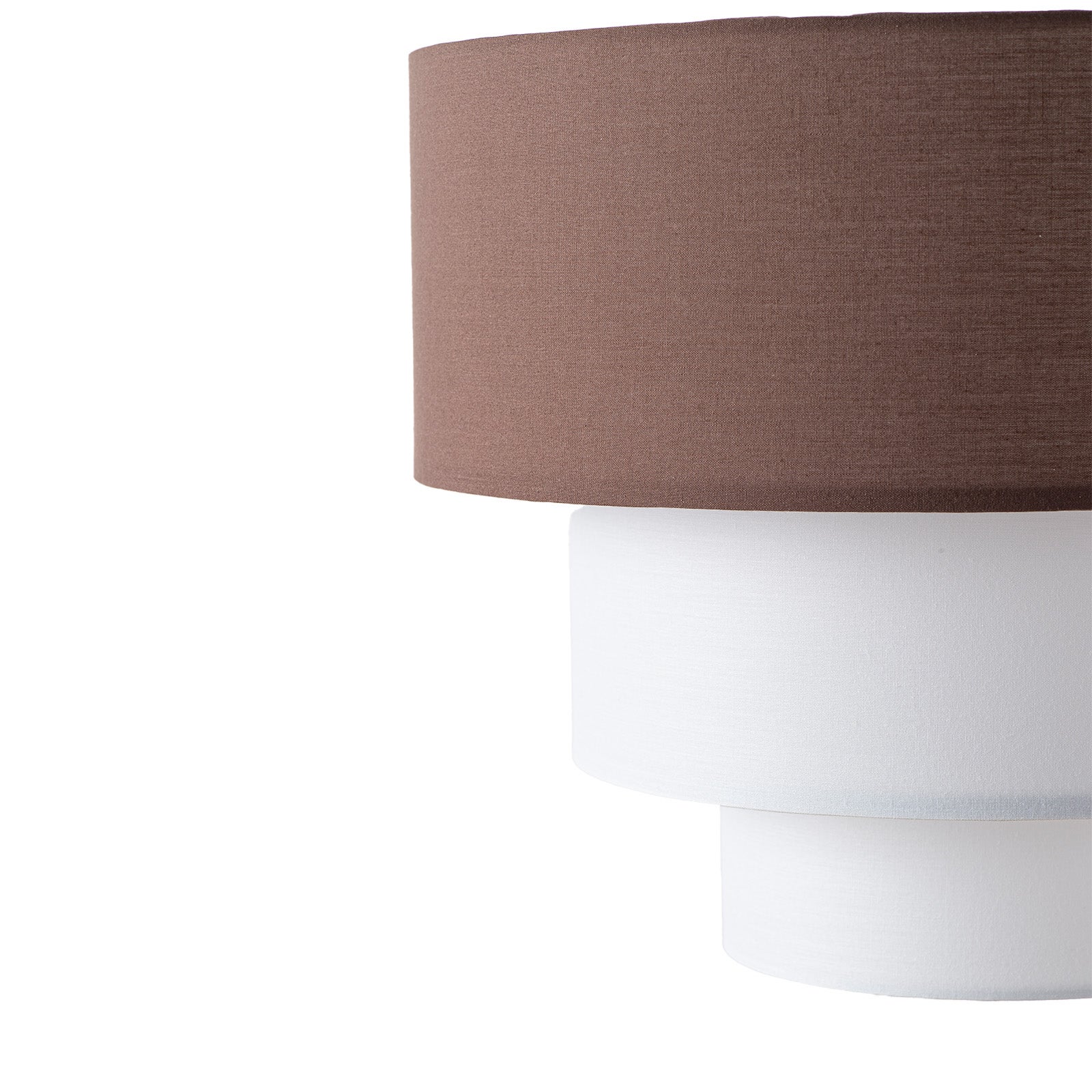 Lampada a Sospensione in Tessuto “NIVELA” a Tre Livelli in Bianco e Marrone Combinati, Ø38 cm x 30 cm, Attacco E27 - 3
