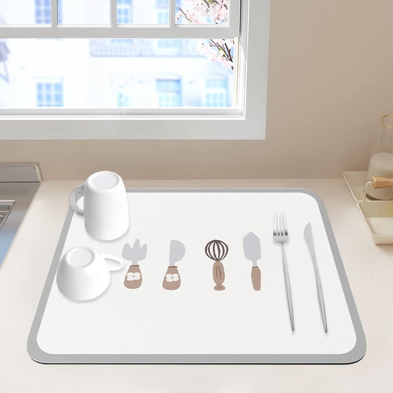 szt. mata do odsączania naczyń, superchłonna mata do suszenia naczyń, szybkoschnąca mata z nanowłókien do zlewu kuchennego, 30 x 40 cm