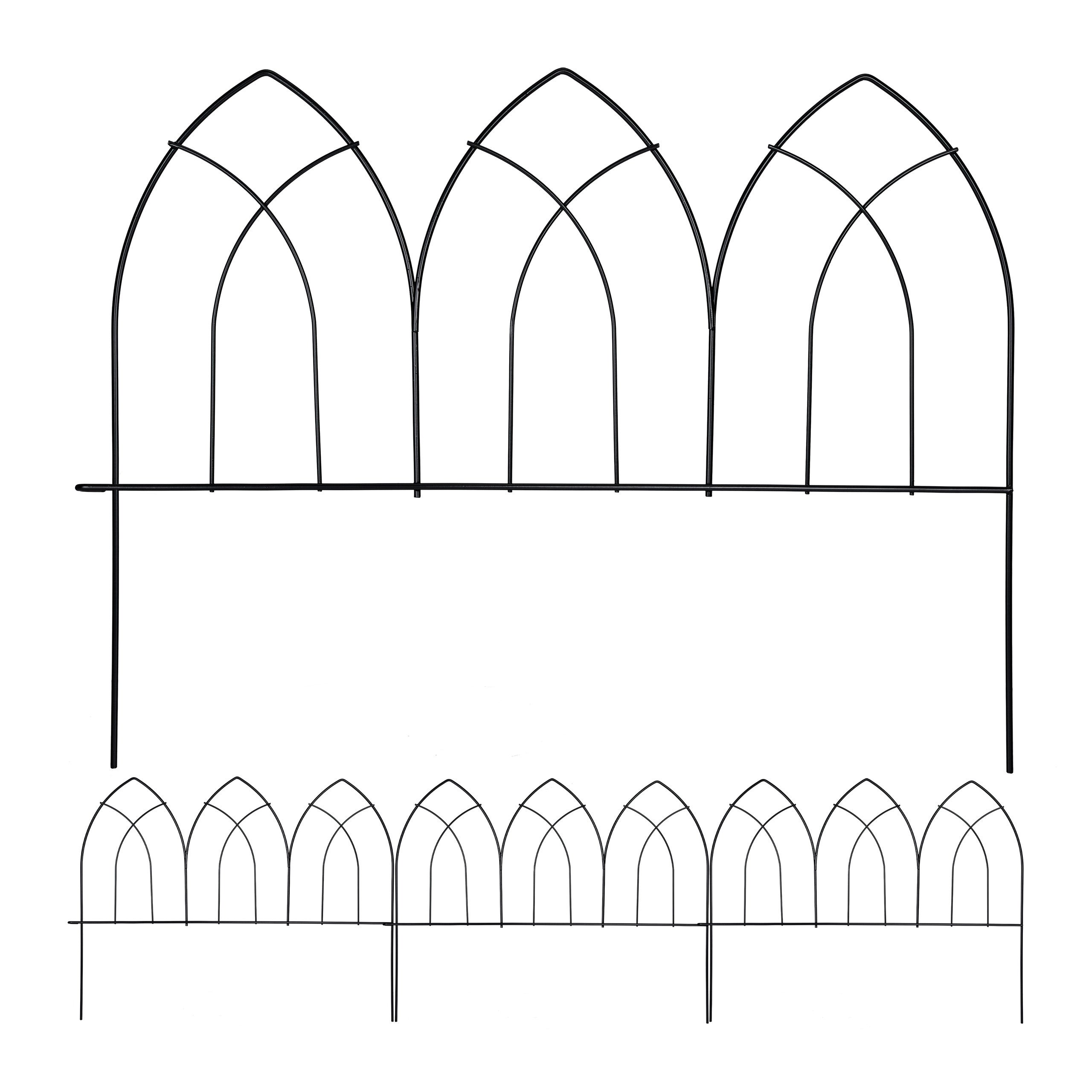 Bordure De Jardin En Métal - Lot De 4 Éléments (28x38,5 Cm) à Planter, Décor Fleur De Lys, Vert
