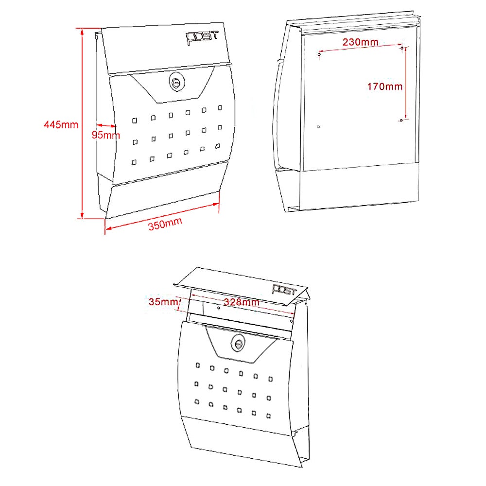 Kit 2x Boîte aux lettres V4 & Porte-journaux avec Pied de support double, Verrouillable, Gris anthracite, Acier galvanisé, 1000 x 135 x… Wiltec - 8