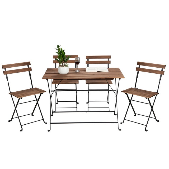 Set tavolino e quattro sedie da giardino modello nero 100x54x71 cm