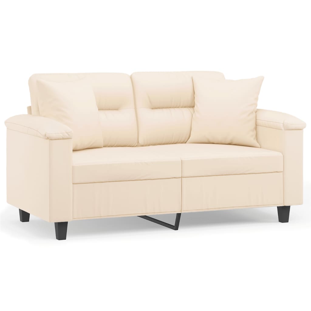 Sofá de 2 plazas | sofá de salón | sofá de descanso con cojines tela de microfibra beige 120 cm cfw50391