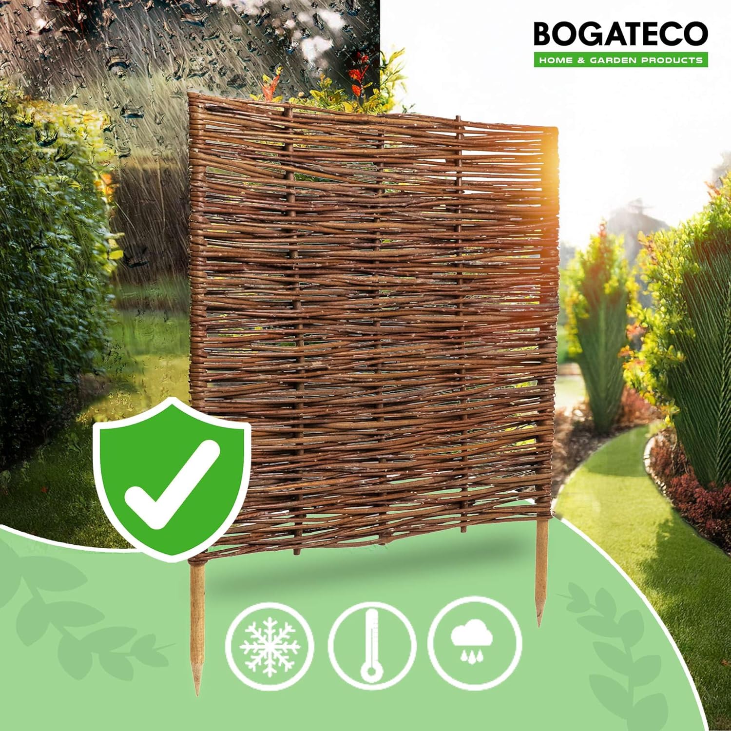 10 x Bordure clôture en osier BOGATECO en saule | 60 cm de longueur et 60 cm de hauteur | Bordure de pelouse de clôture en bois - 7